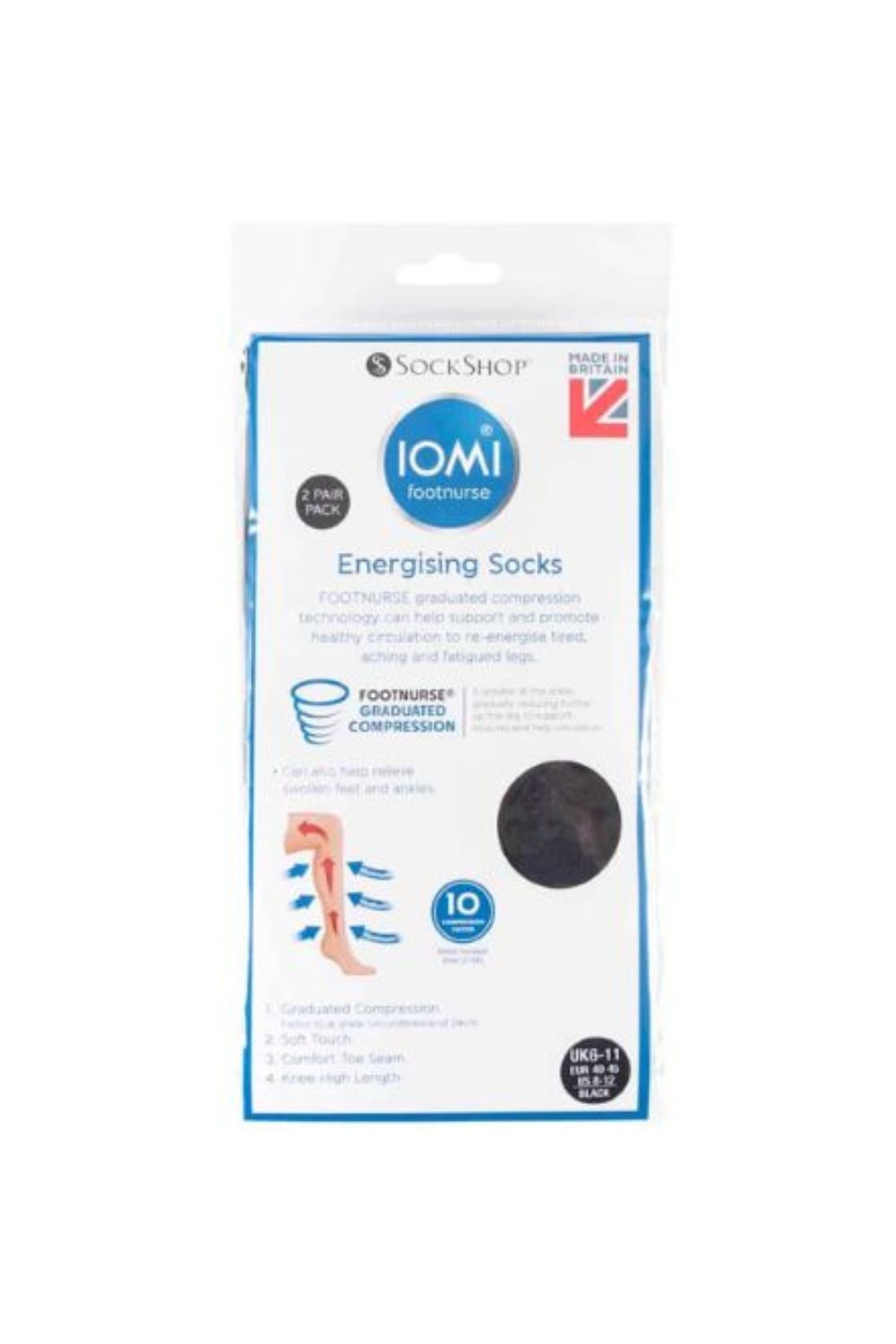 Black 2 Pairs of 80 Den Knee High Compression Socks, Image 2 of 3