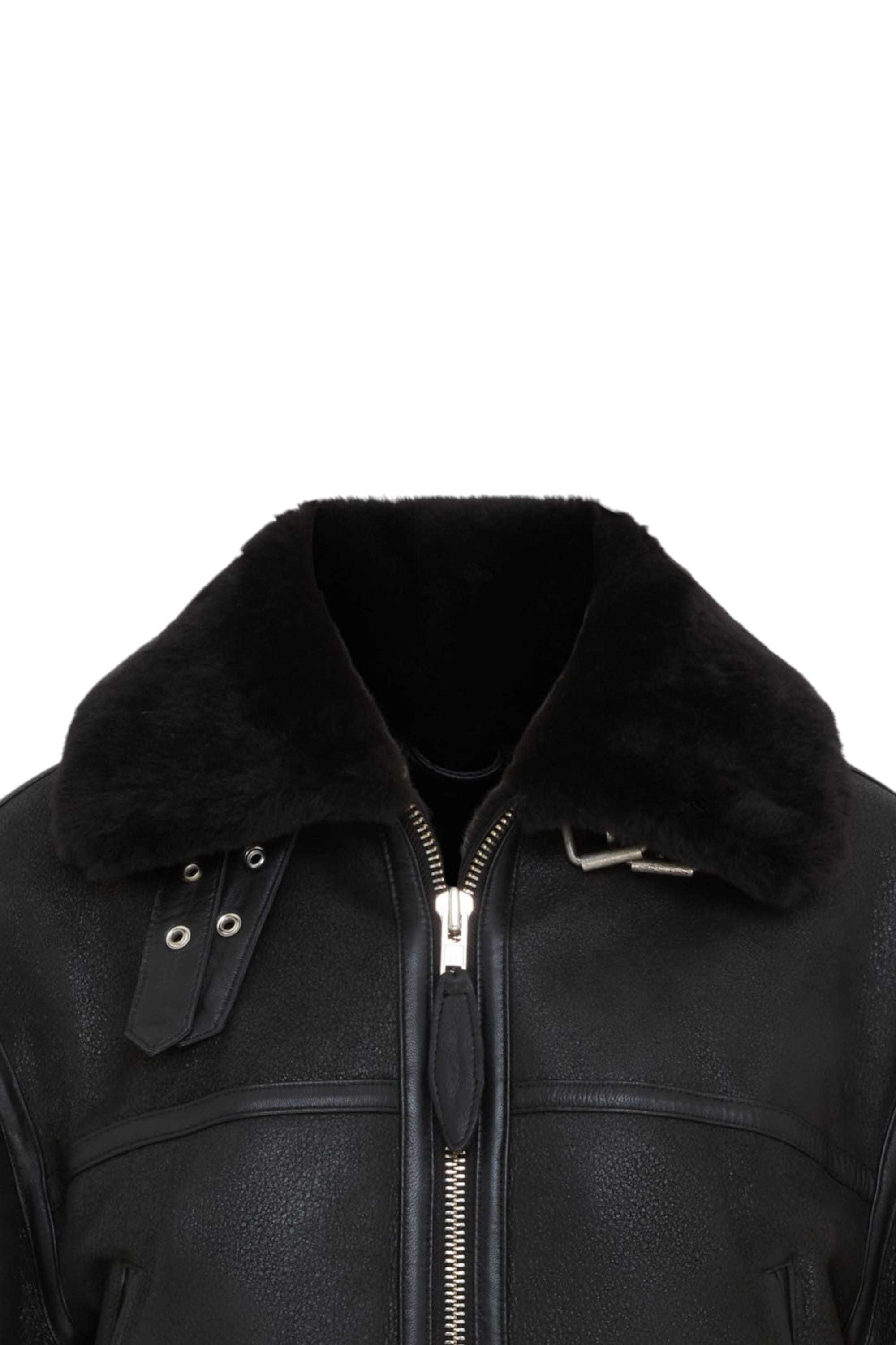 Black Infinity Leather Black Bomber B3 Sheepskin Jacket -Akiak, Image 5 of 6
