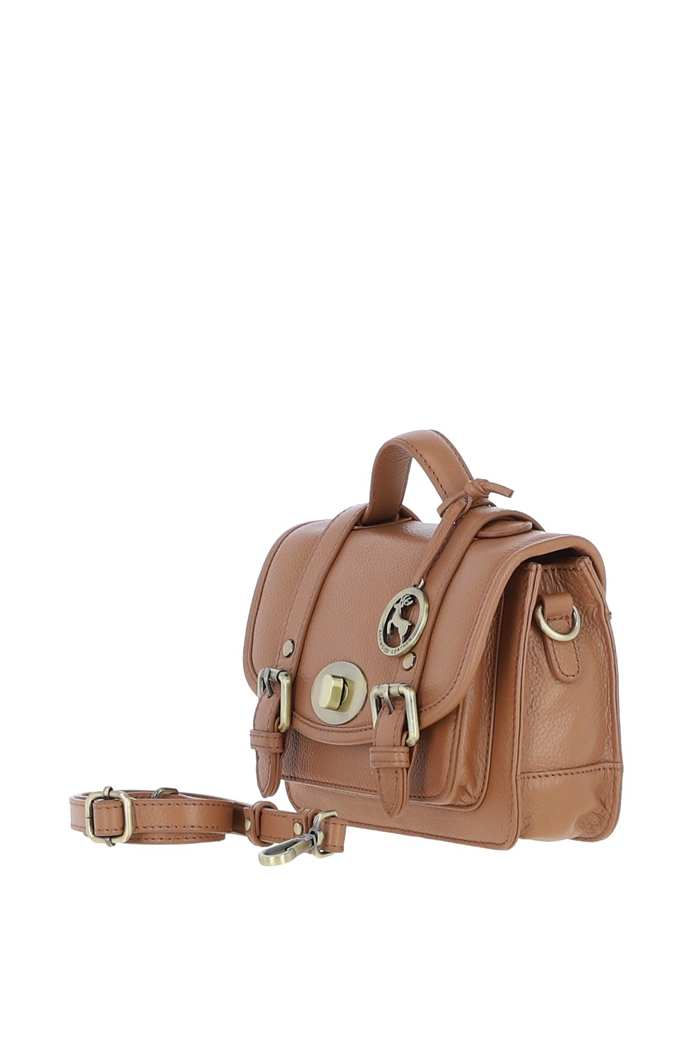 Camel Ashwood Leather Camel Stylish Real Leather Medium Satchel Bag, Image 2 of 4