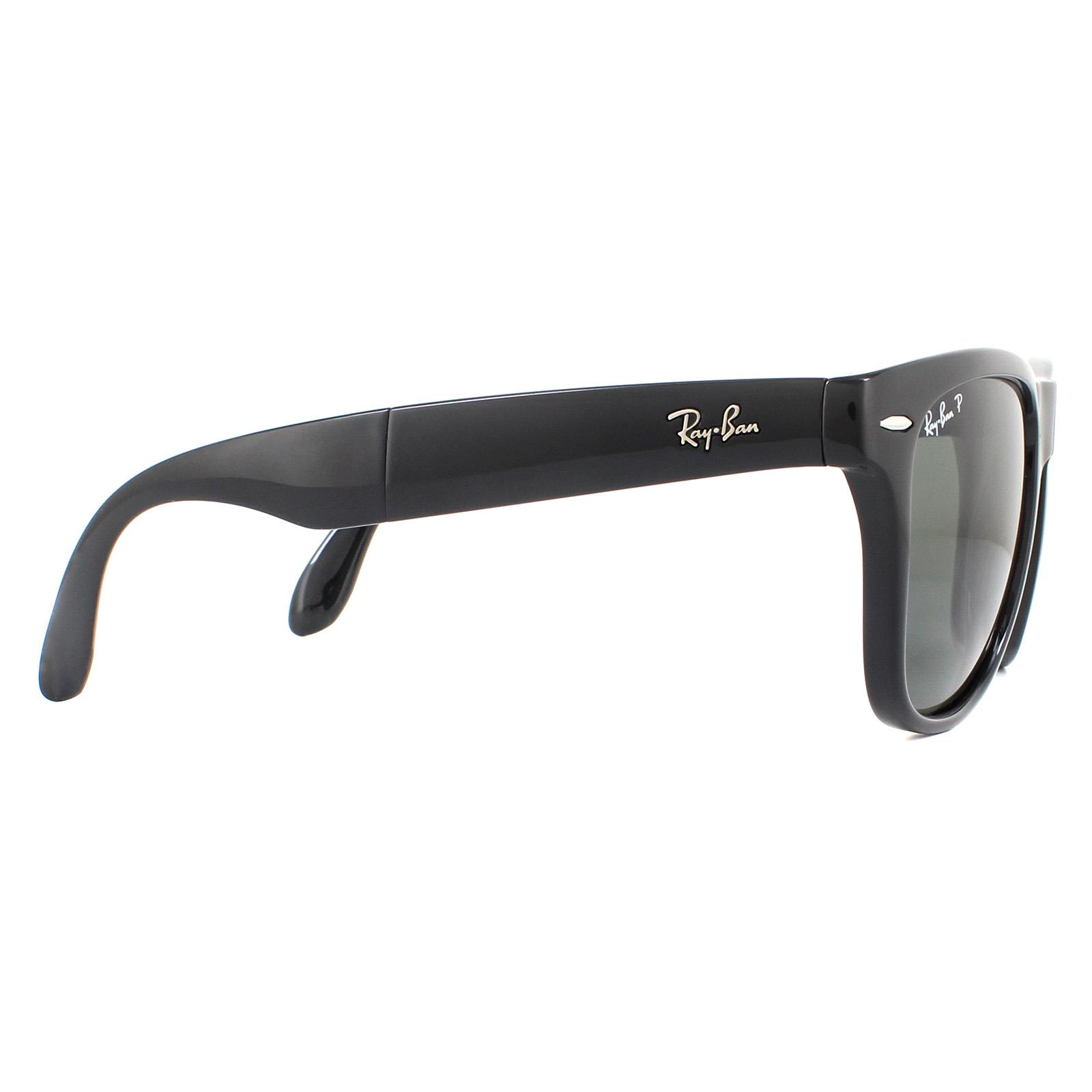 Black Rectangle Black Green Polarized Folding Wayfarer 4105 Sunglasses, Image 4 of 4