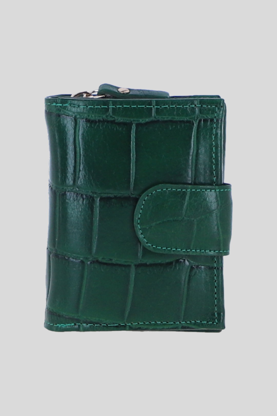Green Real Leather RFID Protected Trifold Purse, Image 1 of 4
