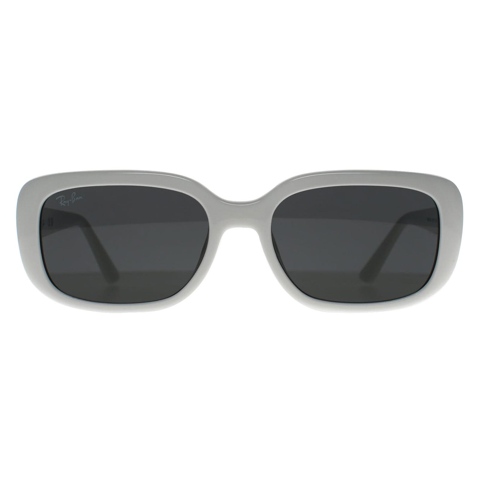 White Ray-Ban White Rectangle Polished White Dark Grey RB4421D Bio Based, Image 1 of 3