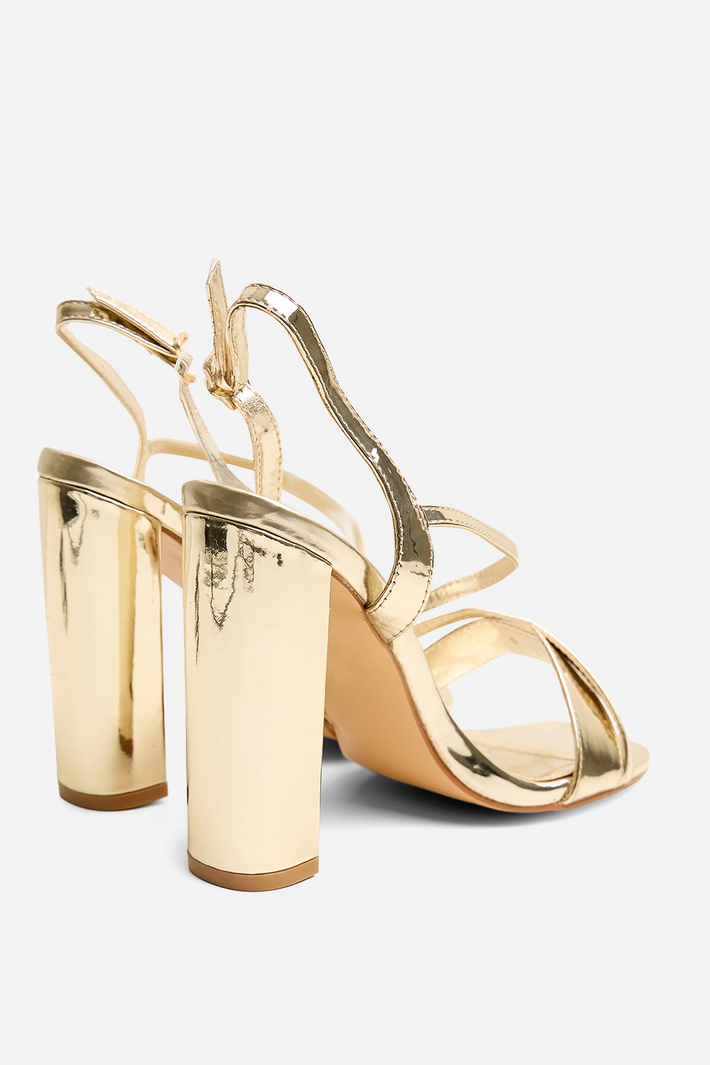 Gold Grove Gold Metallic Round Toe Block Heels, Image 3 of 4