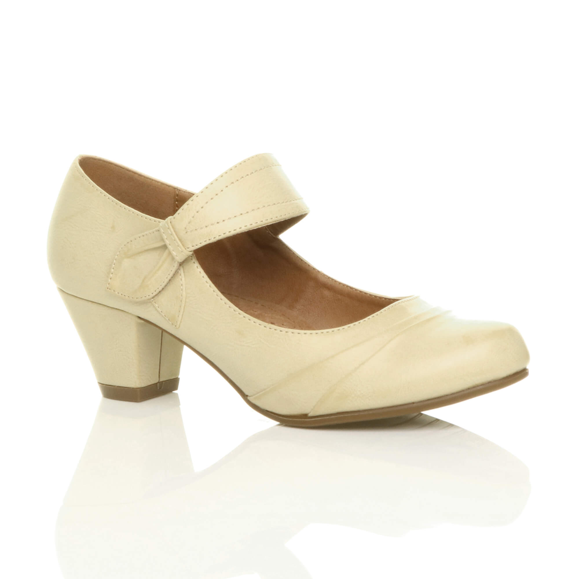 Black Mid Heel Comfort Mary Jane Court Shoes