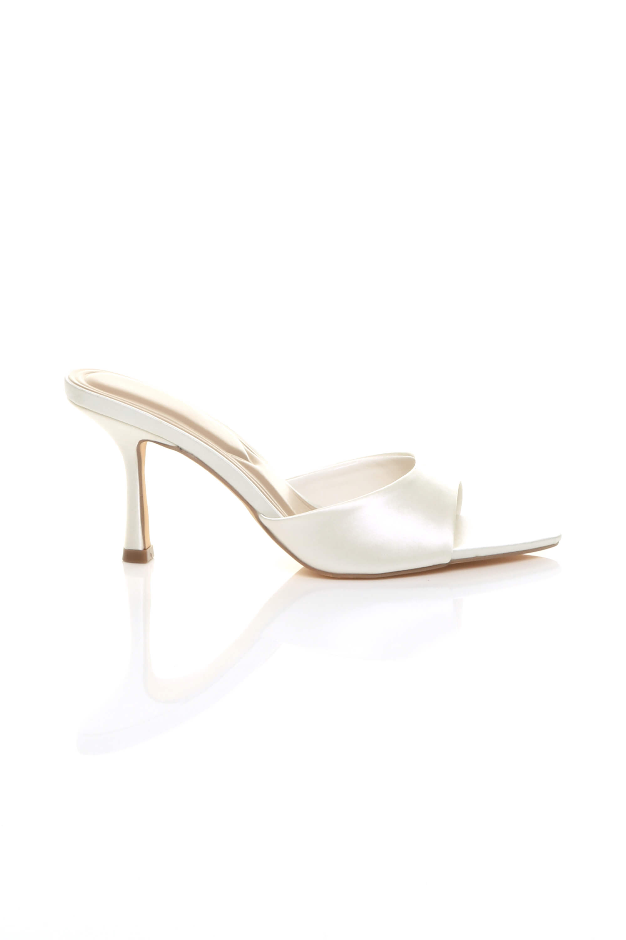 Off White AJVANI Off White High Heel Pointed Peep Toe Sandals Mules, Image 2 of 4