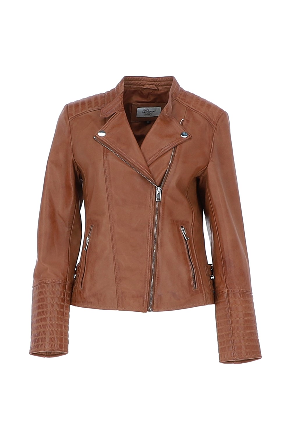 Tan Ashwood Leather Tan 'Casey' Real Leather Biker Jacket, Image 2 of 5