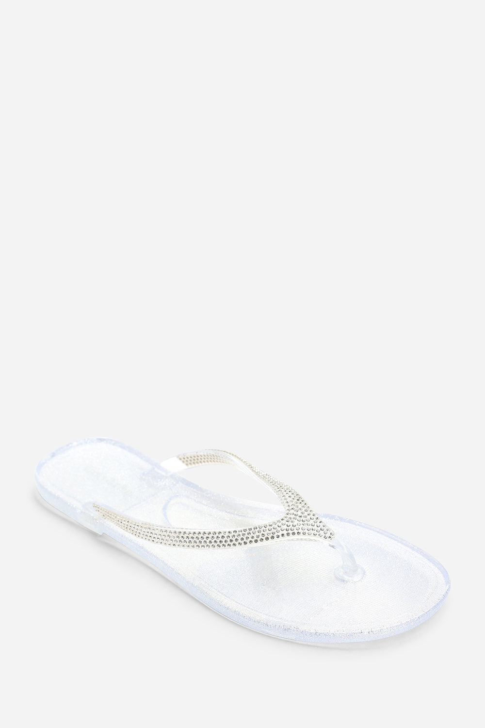 White Where's That From White Giuliana Glitter Toe Post Flip Flops, Image 3 of 6