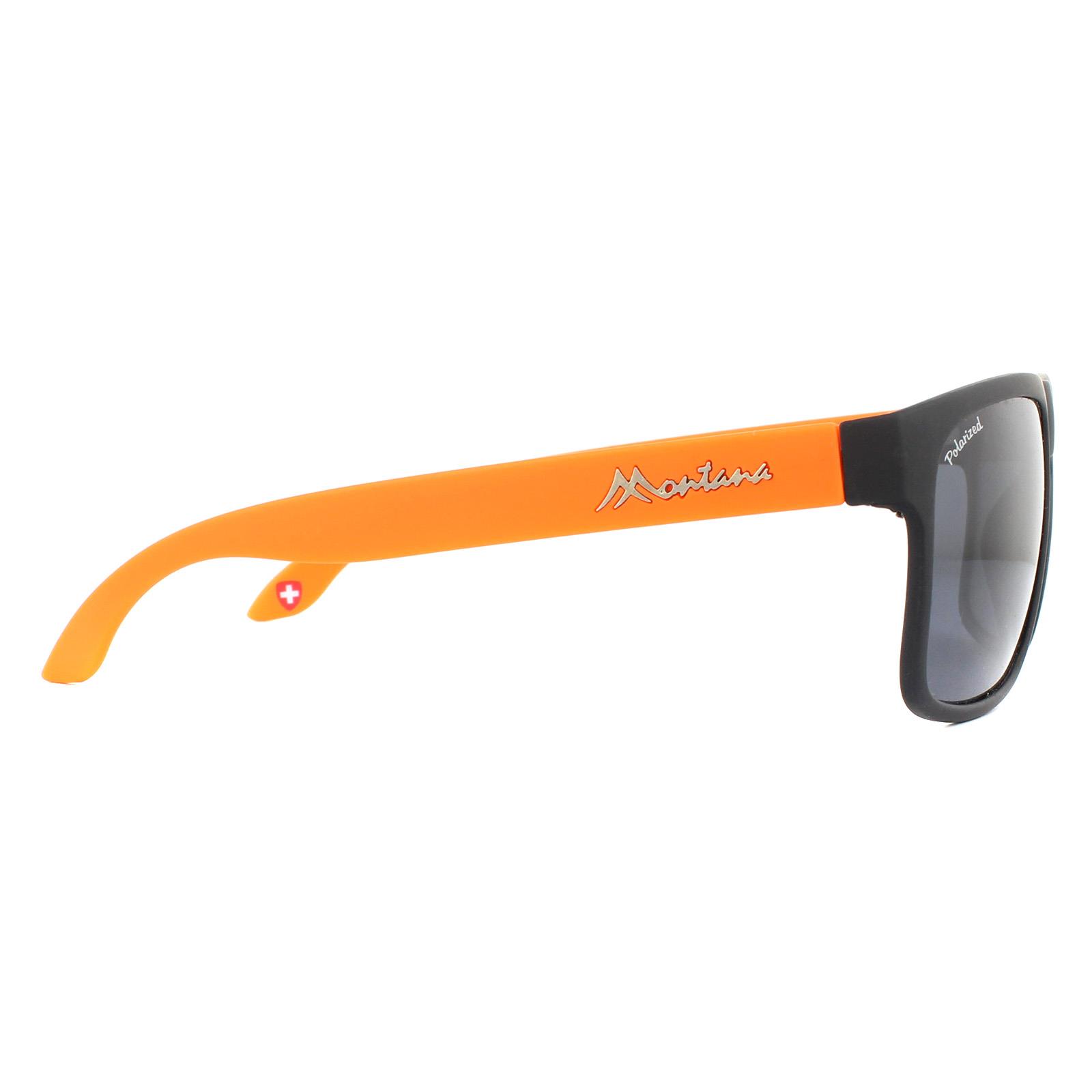 Black Rectangle Black with Orange Rubbertouch Black Polarized Sunglasses, Image 4 of 4