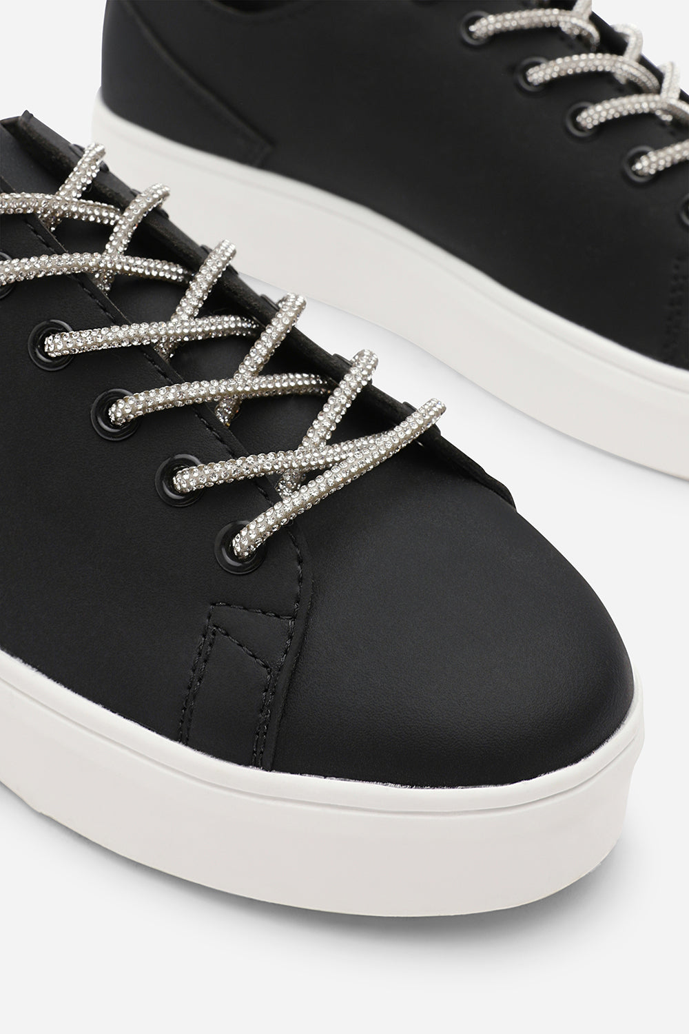Black 'Florina' Low Wedge Trainer with Lace Up Detail, Image 4 of 6