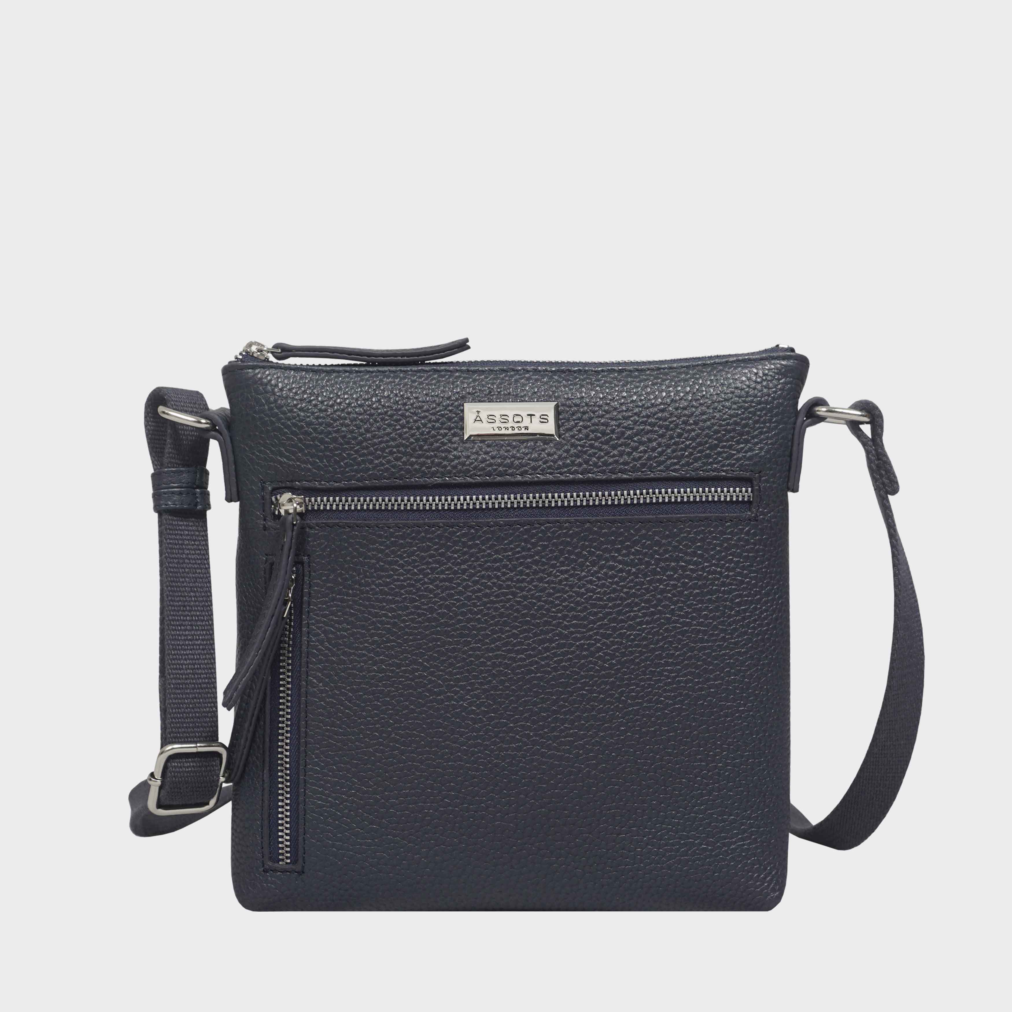 Navy 'RUE' Soft Pebble Grain Leather Crossbody Bag, Image 1 of 4