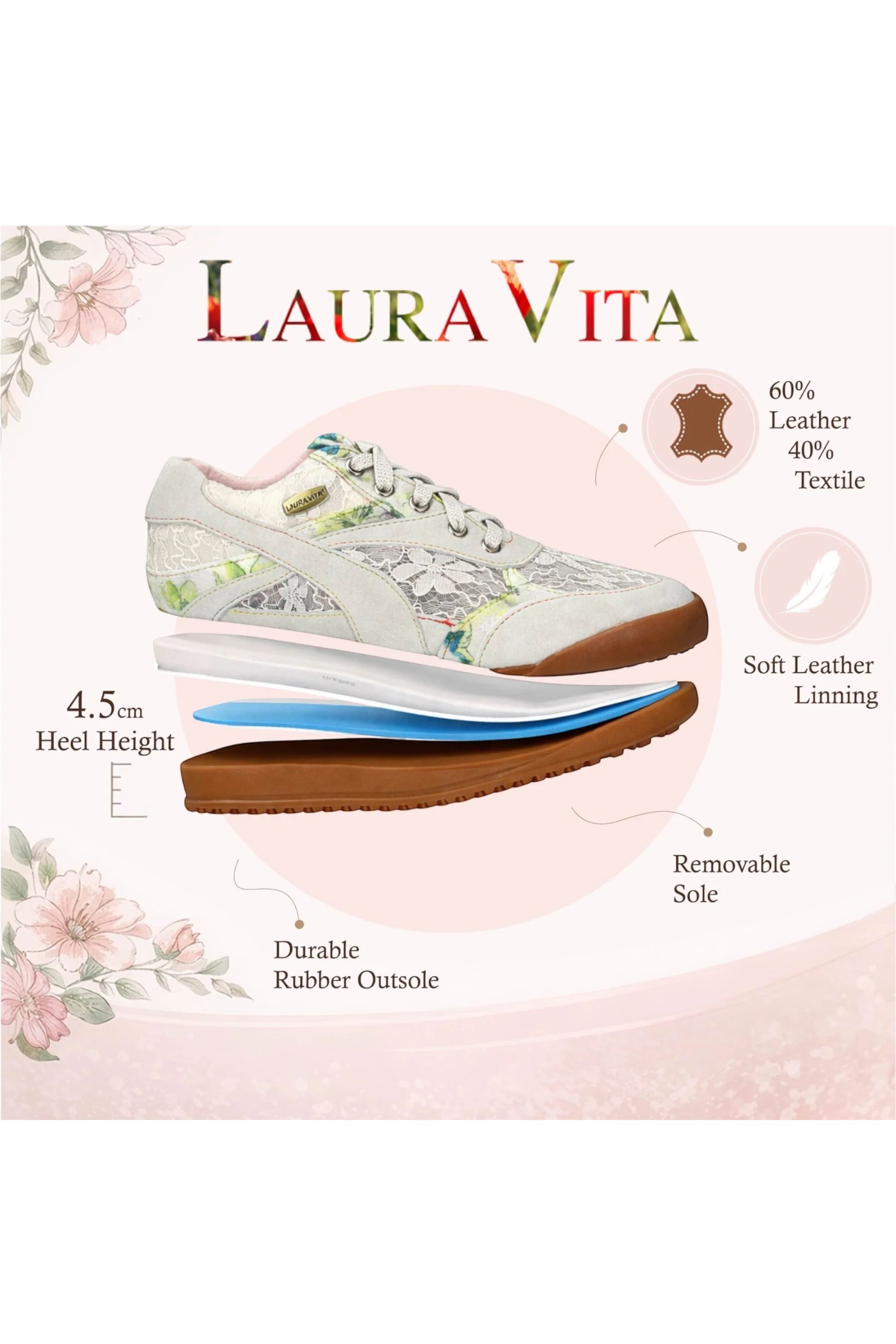 Beige Womens Trainers Sneaker Shoes-TIVANAO-03, Image 3 of 7
