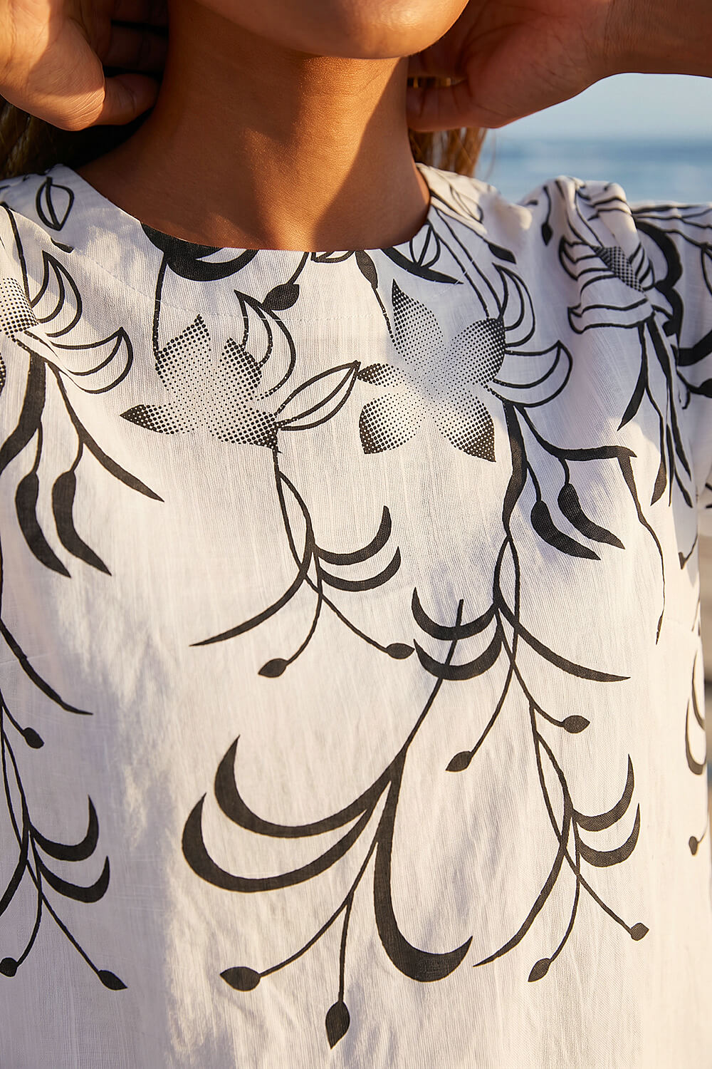 Ivory Floral Mono Print Top, Image 5 of 4