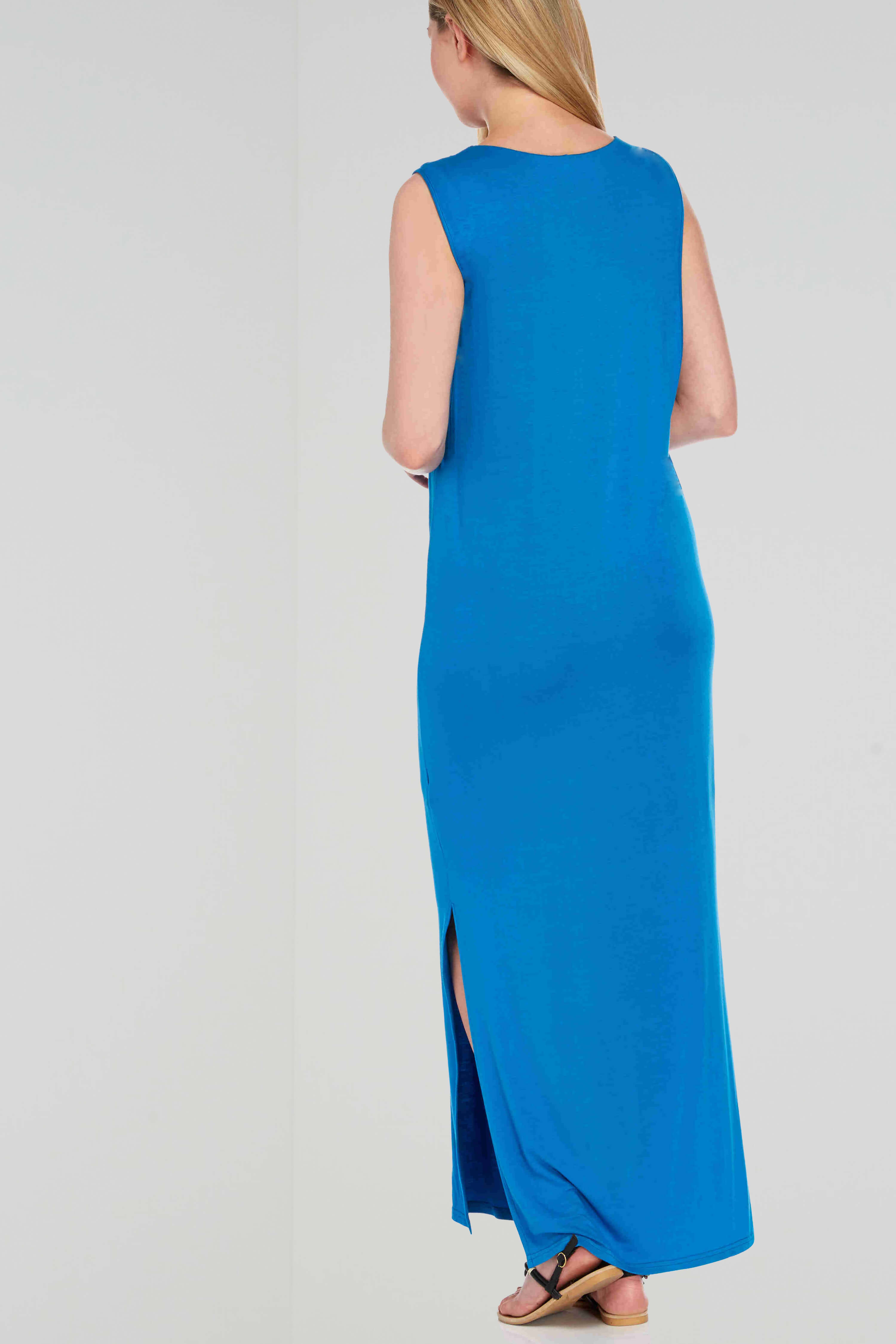 Blue Turquoise Jersey Maxi Dress, Image 4 of 3
