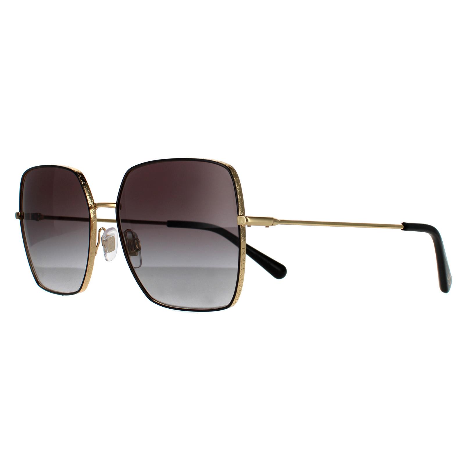 Black Square Black Gold Black Grey Gradient DG2242 Sunglasses, Image 2 of 5