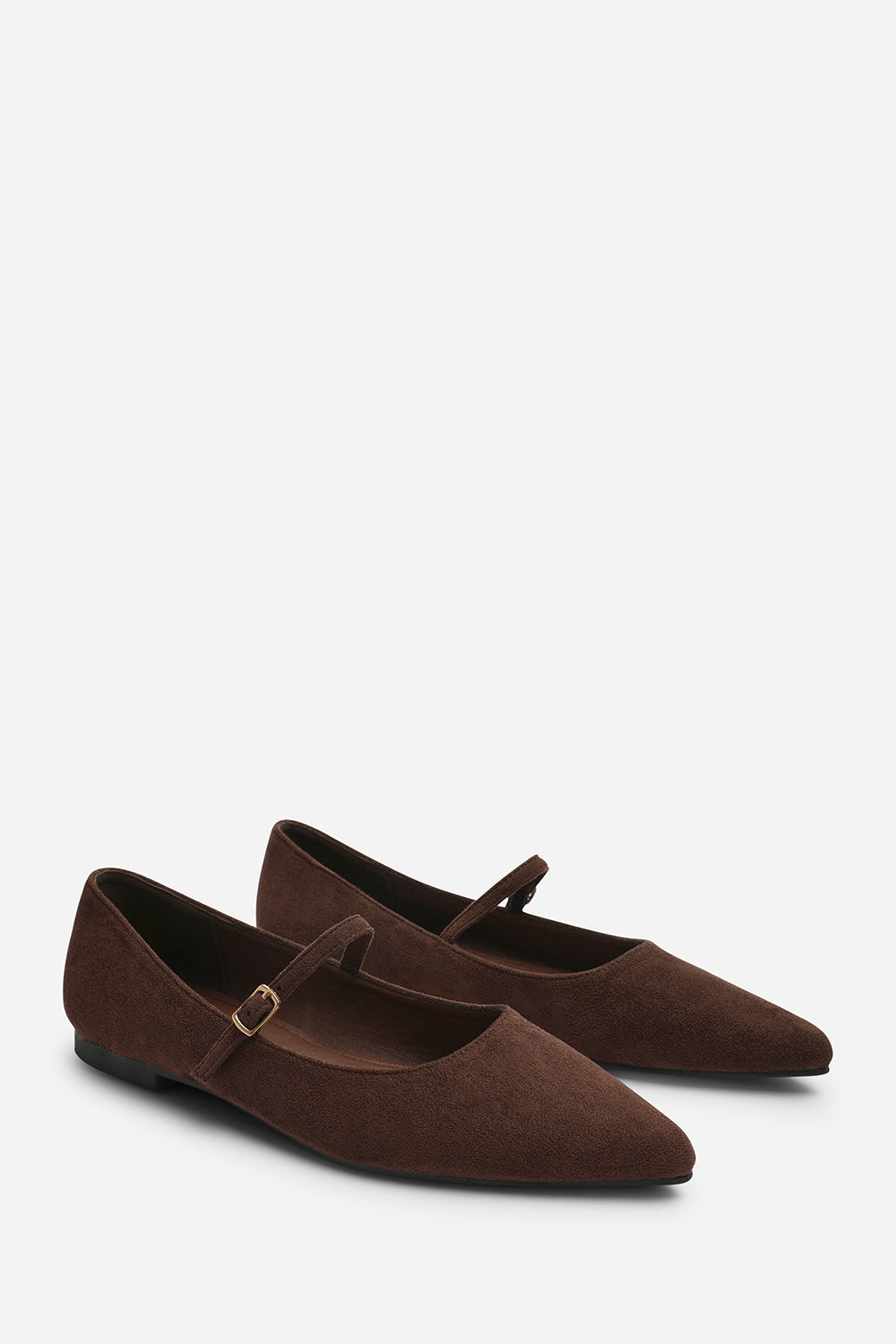 Dark Brown Novalee Pointed Toe Mary Jane Front Strap Ballet Flats, Image 4 of 7