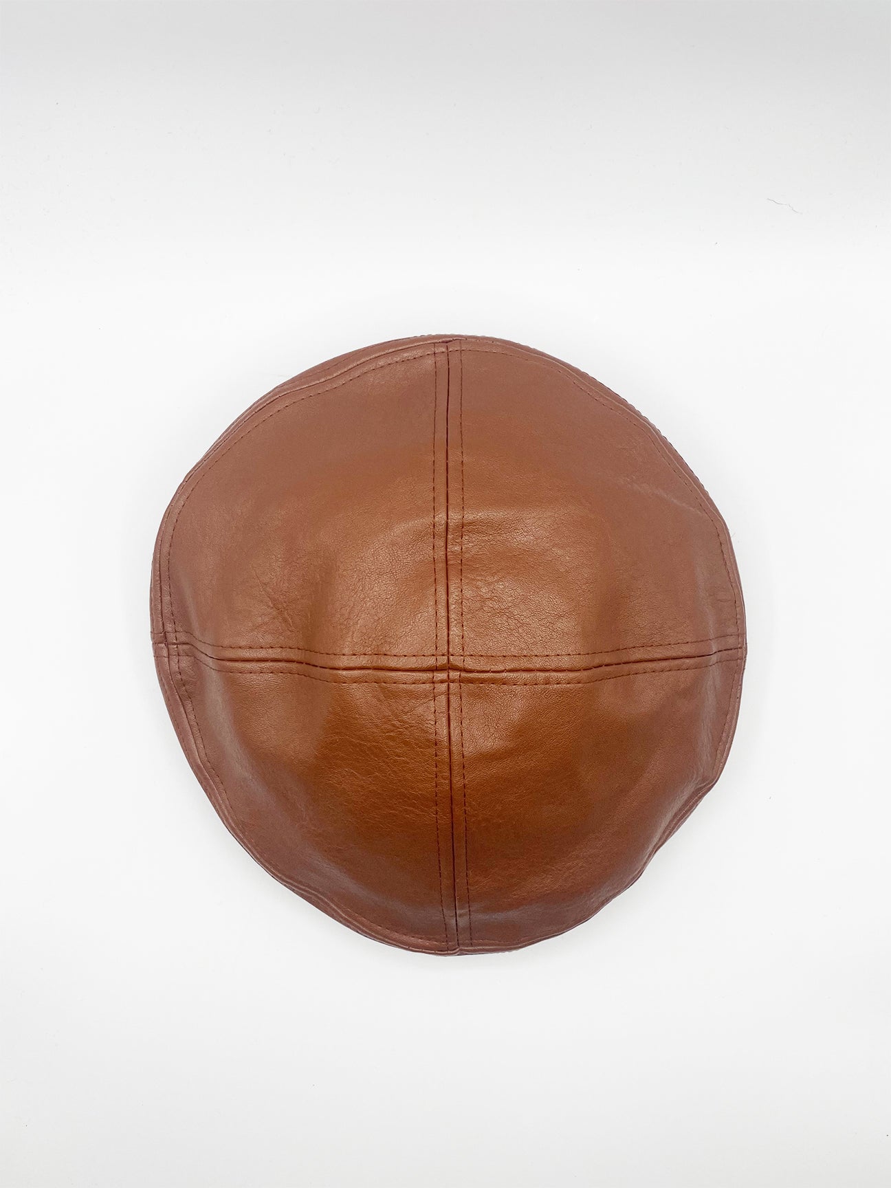 Brown SVNX Brown Flat Cap in Brown PU, Image 3 of 3