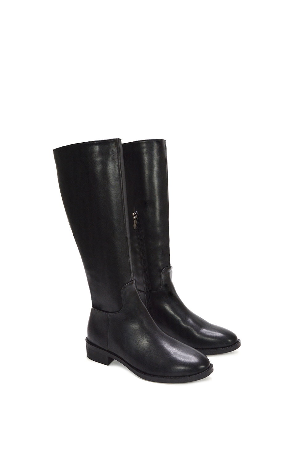 Black 'Lucia' Low Block Heel Knee High Riding Boots, Image 6 of 6