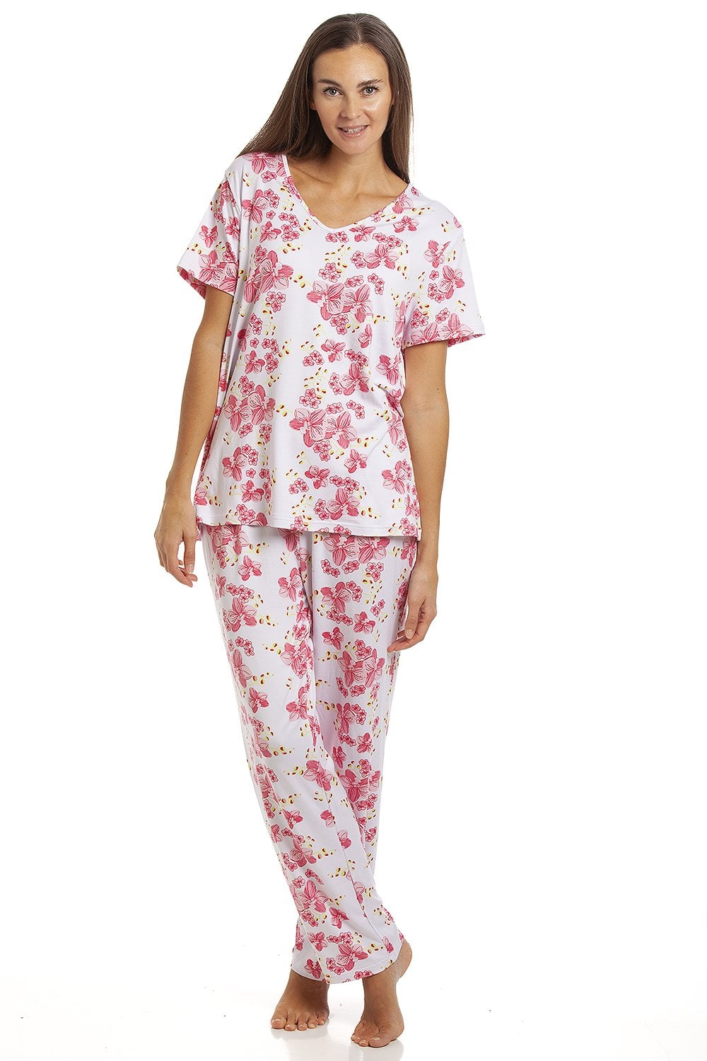Pink Camille Lingerie Pink Spandex Full Length Pyjama Set, Image 1 of 5