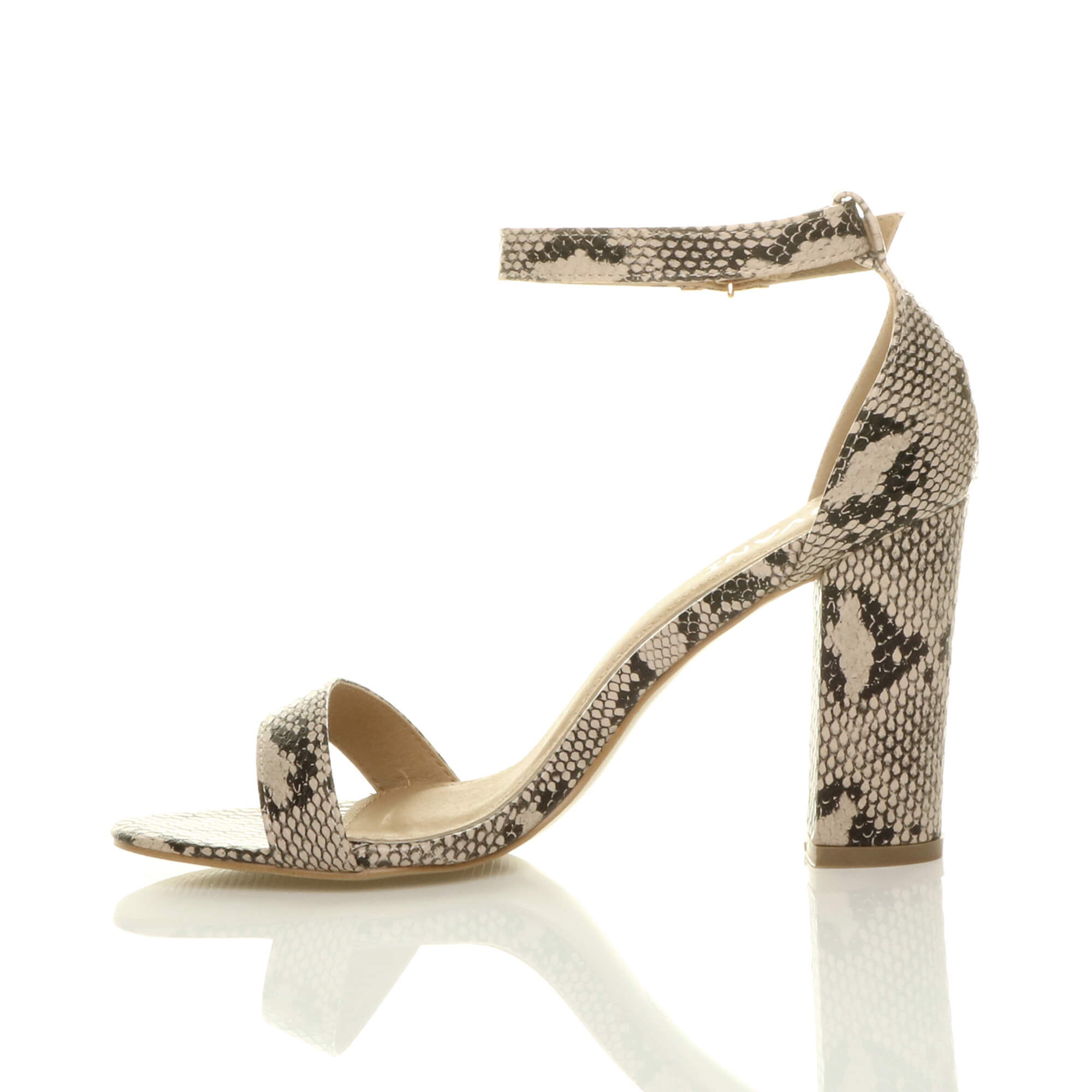 Beige AJVANI Beige High Block Heel Ankle Strap Sandals, Image 3 of 6