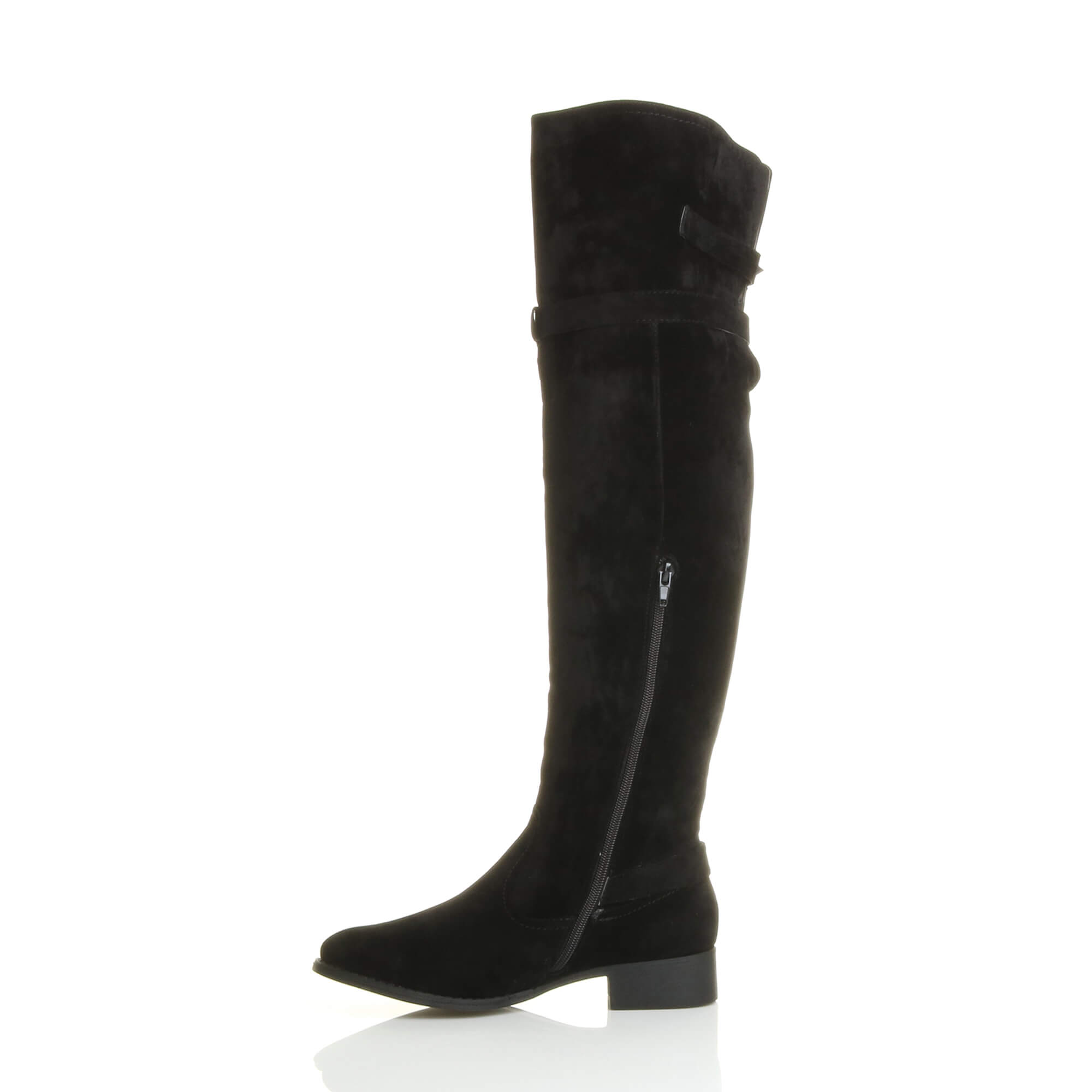 Black Low Heel Riding Over The Knee Boots, Image 3 of 8