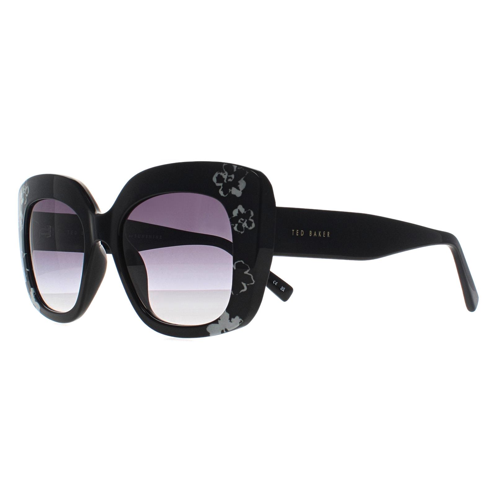 Black Ted Baker Black Cat Eye Solid Black Flowers Grey Gradient TB1675 Hattie, Image 2 of 4