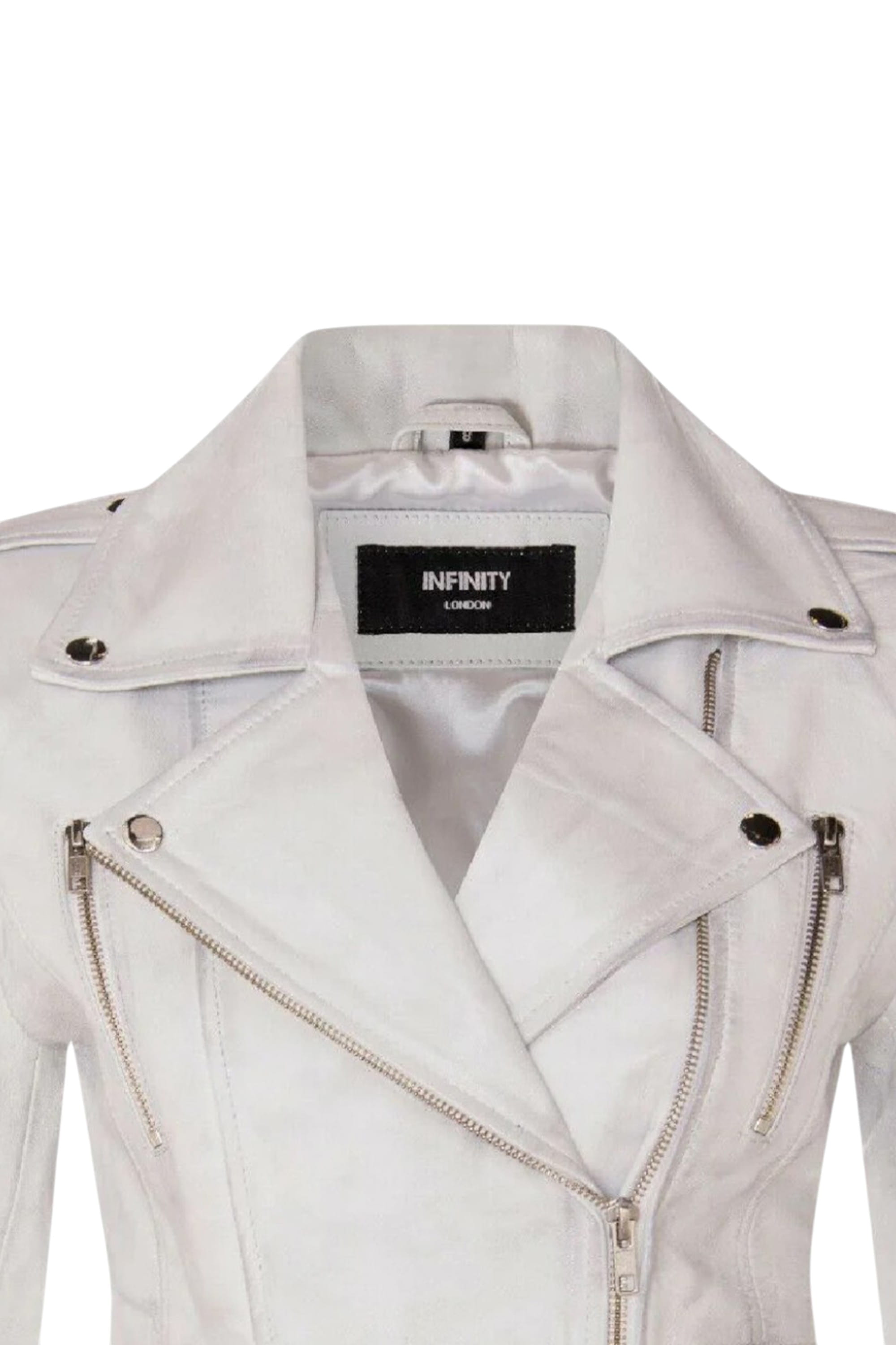 White Leather Brando Biker Jacket-Loddon, Image 5 of 6