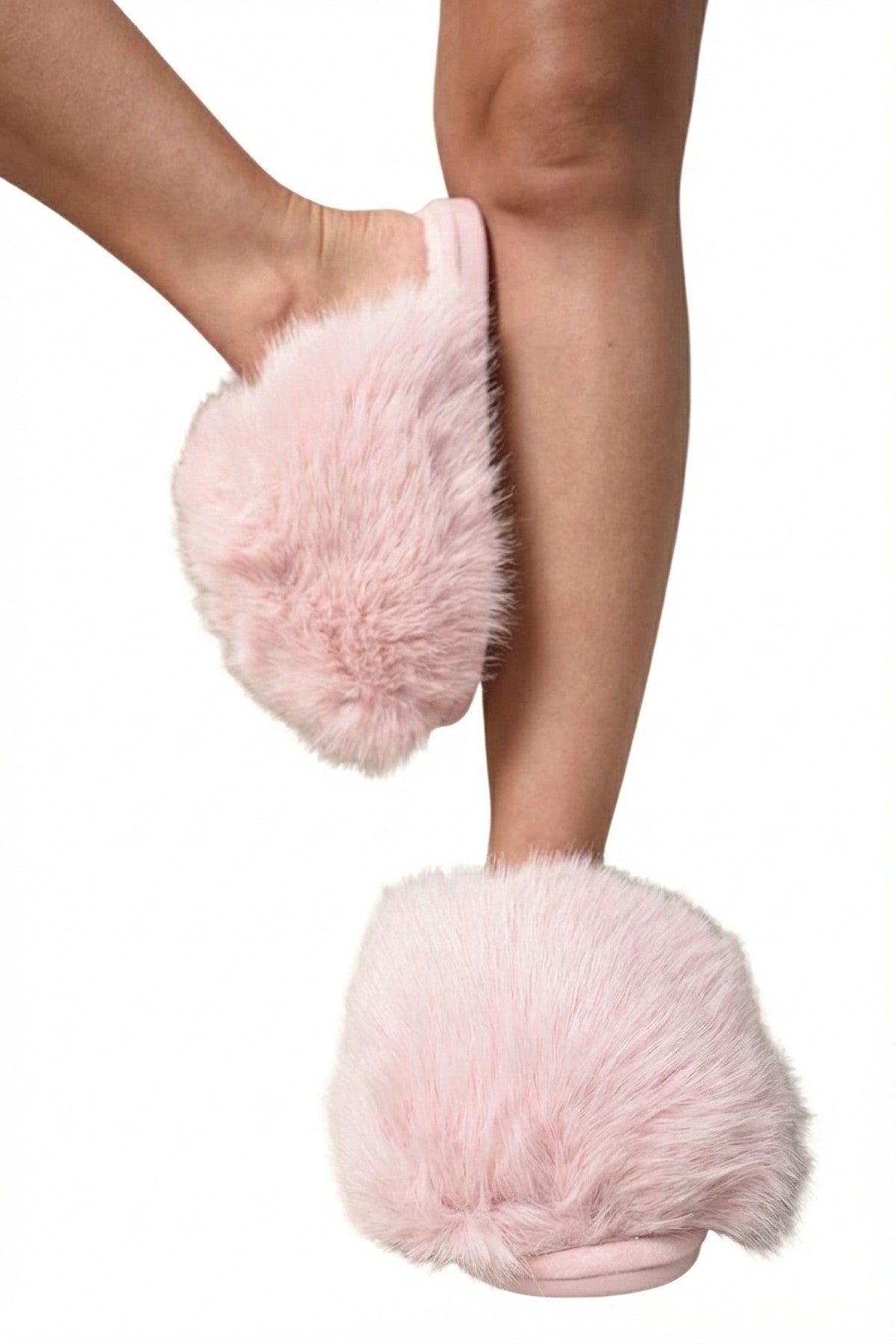Pink Mildred Fluffy Faux Fur Winter Sandals