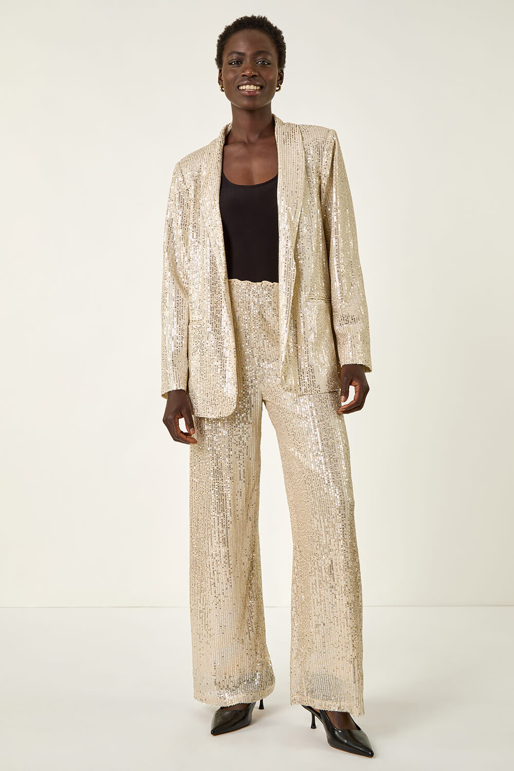 Champagne Relaxed Sequin Blazer, Image 5 of 6