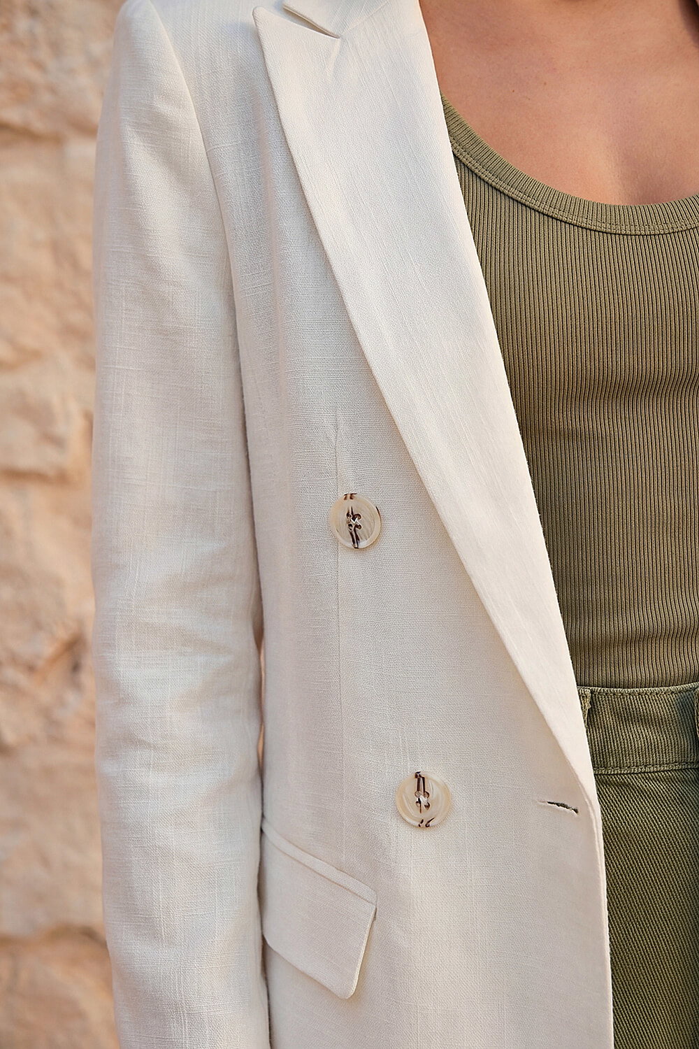 Ivory Linen Blend Blazer, Image 4 of 4