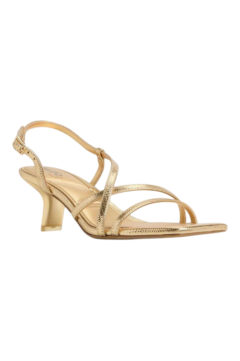 Gold Lendacan Strappy Kitten Heel Sandals, Image 4 of 4