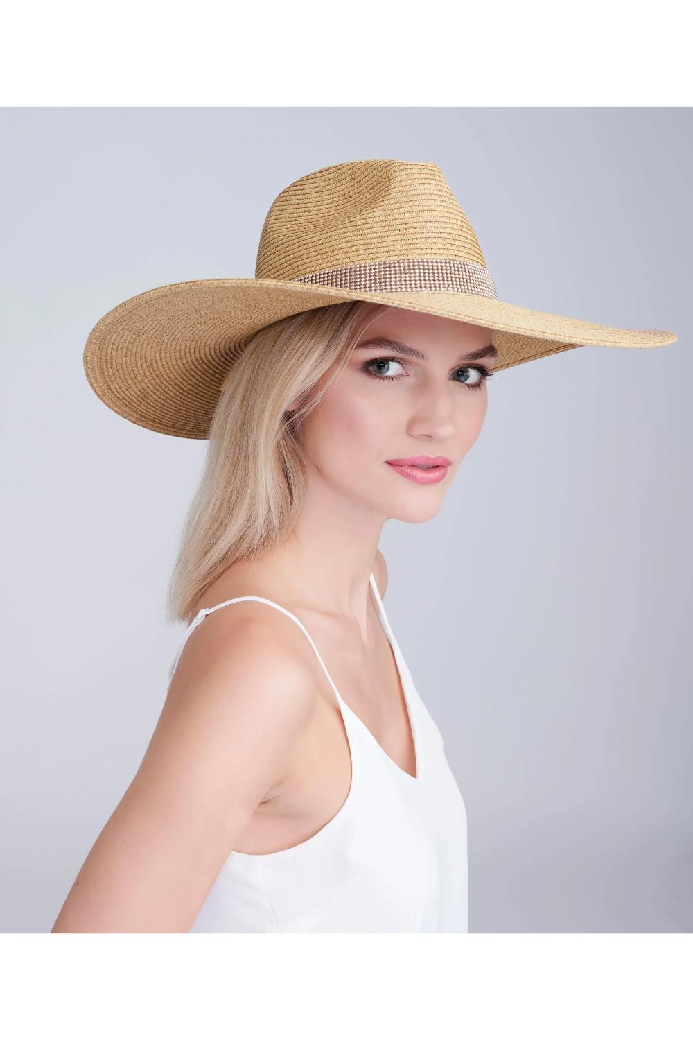 Beige Sasha - Wide Brim Straw Hat - Beige, Image 1 of 2