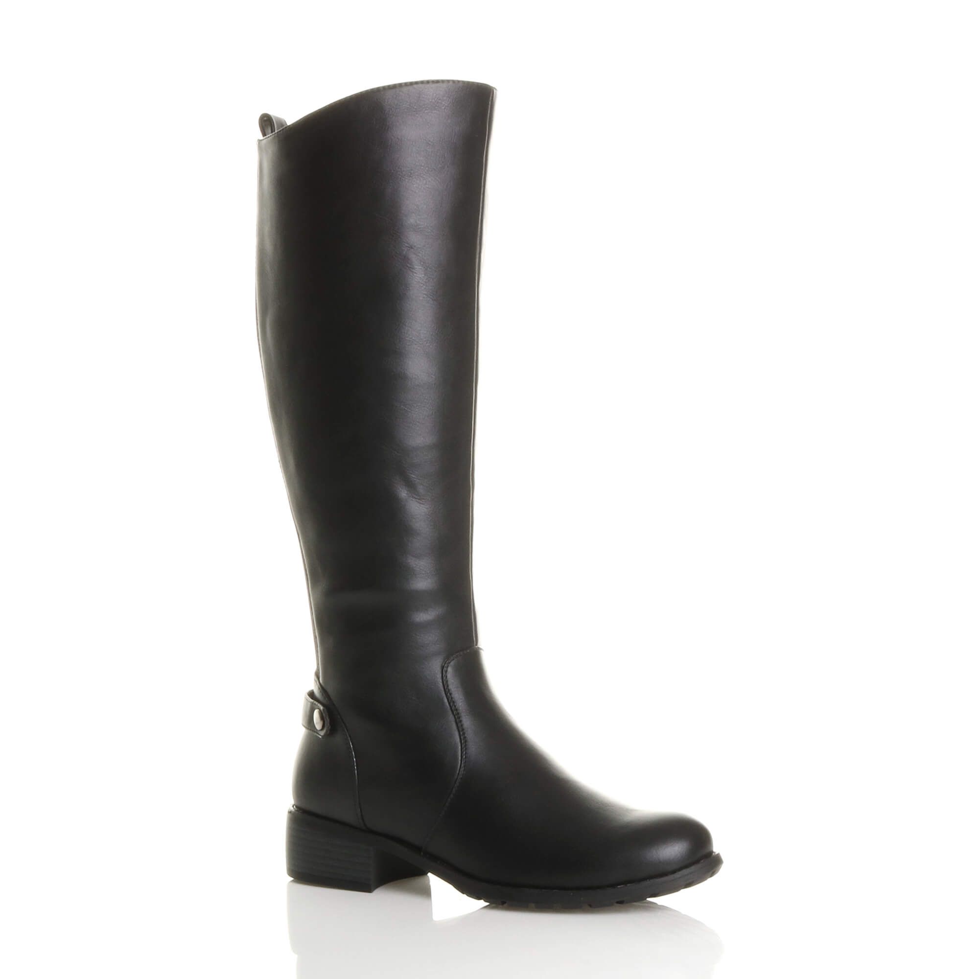 Black AJVANI Black Calf Riding Boots, Image 1 of 6
