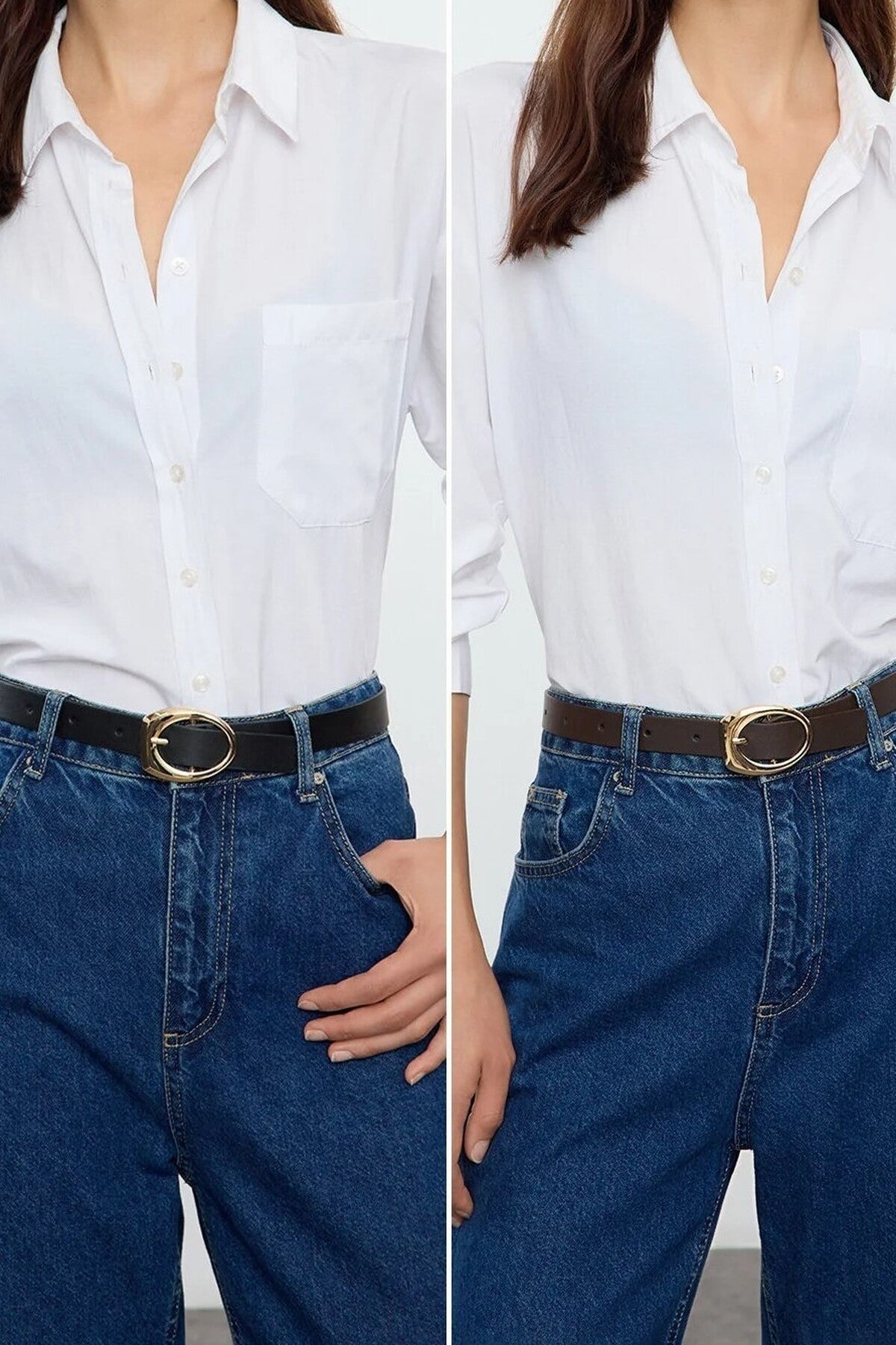 Multi WOVCOR Multi Double Pack Slim Oval Buckle Women’s Belt Set, Image 1 of 3