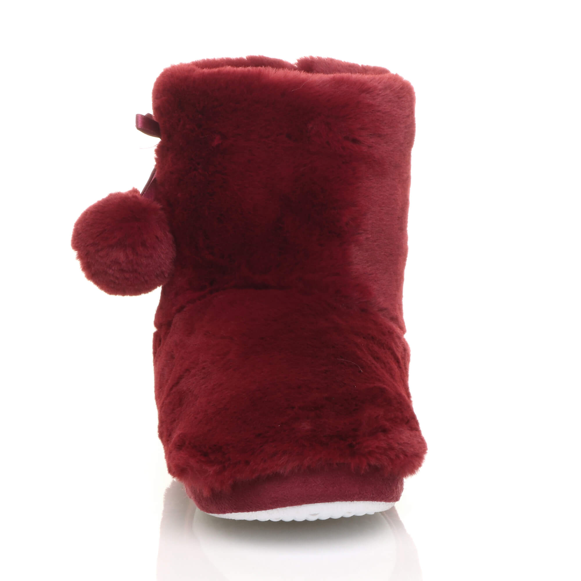 Burgundy Faux Fur Lined Slip On Memory Foam Mules Slippers, Image 6 of 6