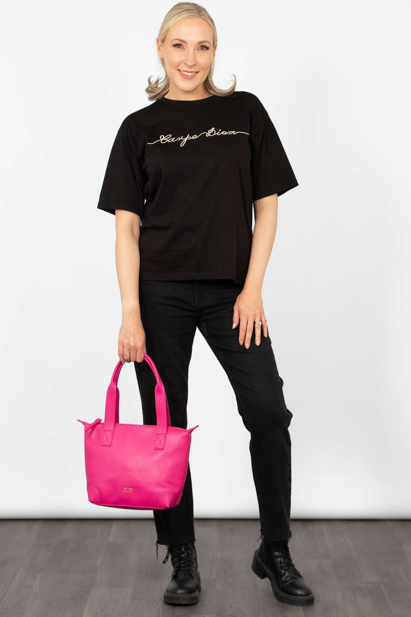 Fuchsia Etre Fuchsia Medium Faux Leather Tote Bag, Image 3 of 5