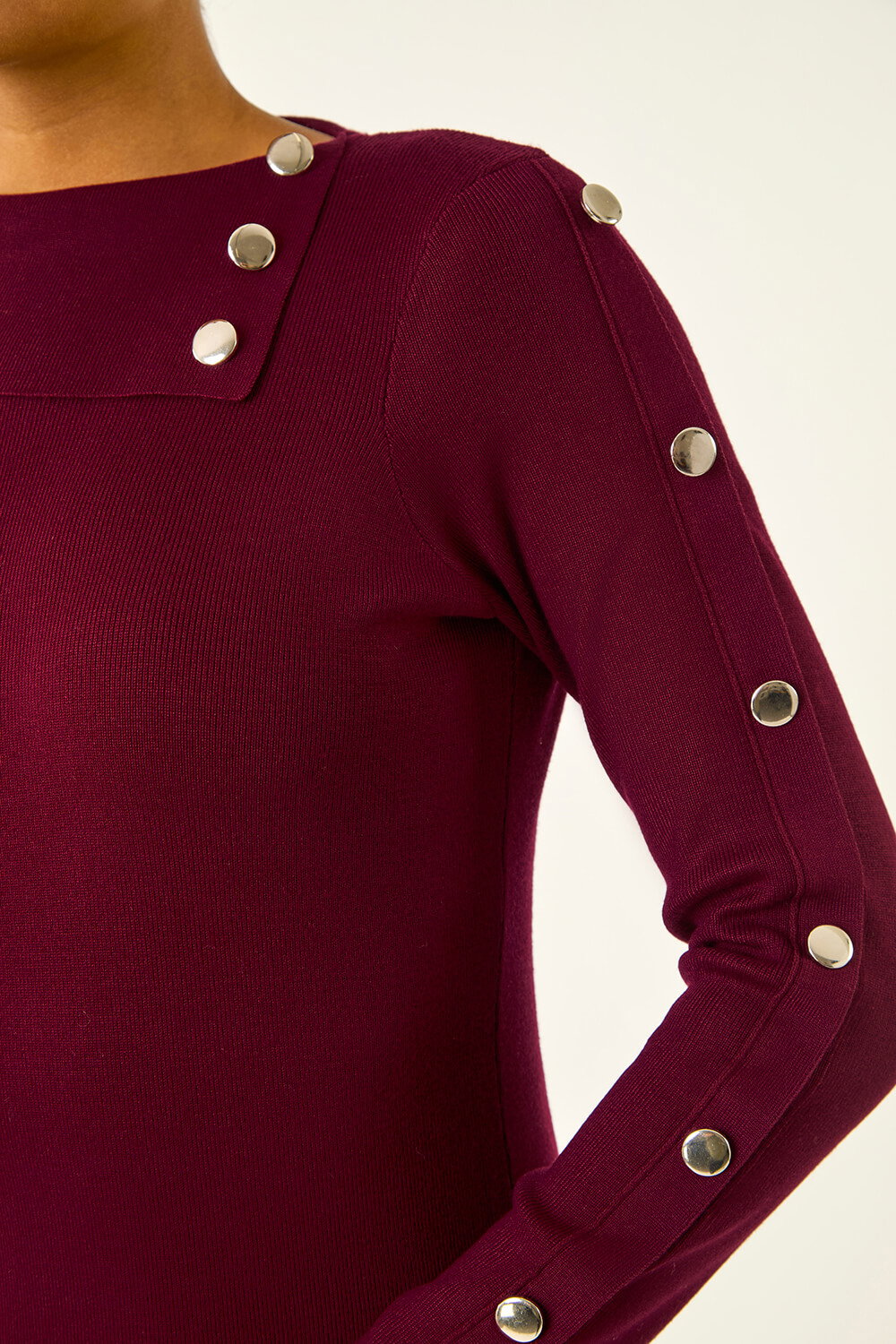 Wine Button Detail Roll Neck Jumper Dress, Image 6 of 5