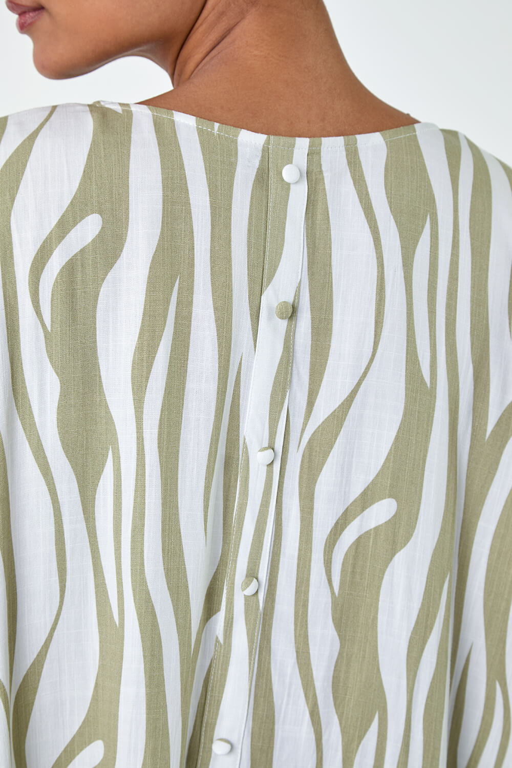 Ivory Animal Button Back Batwing Top, Image 6 of 5