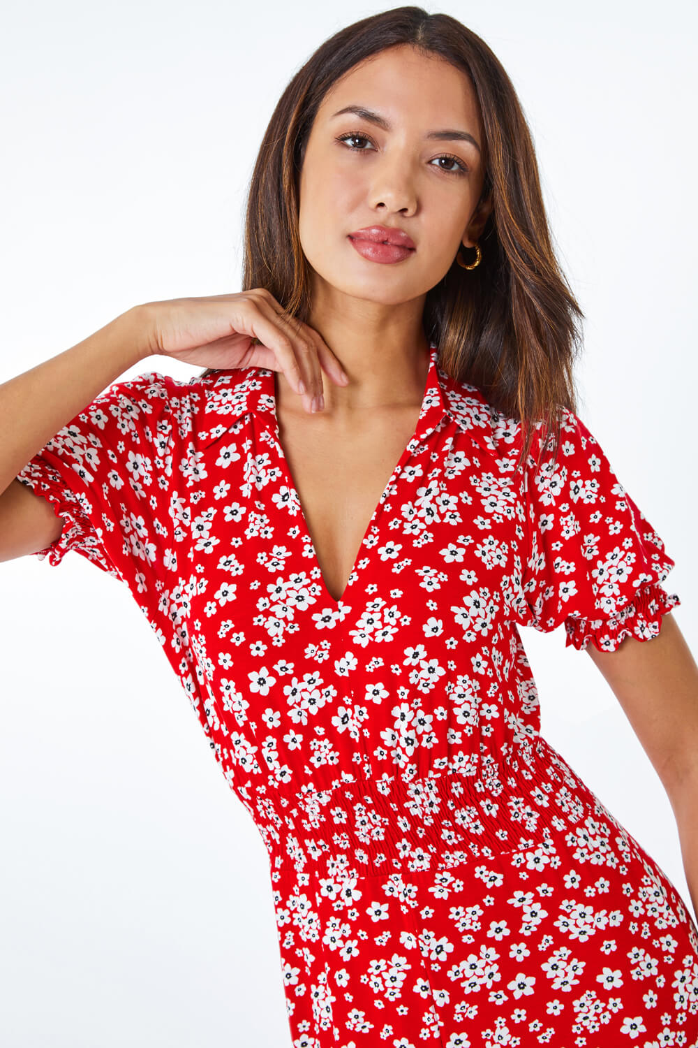 Ditsy floral flare dress