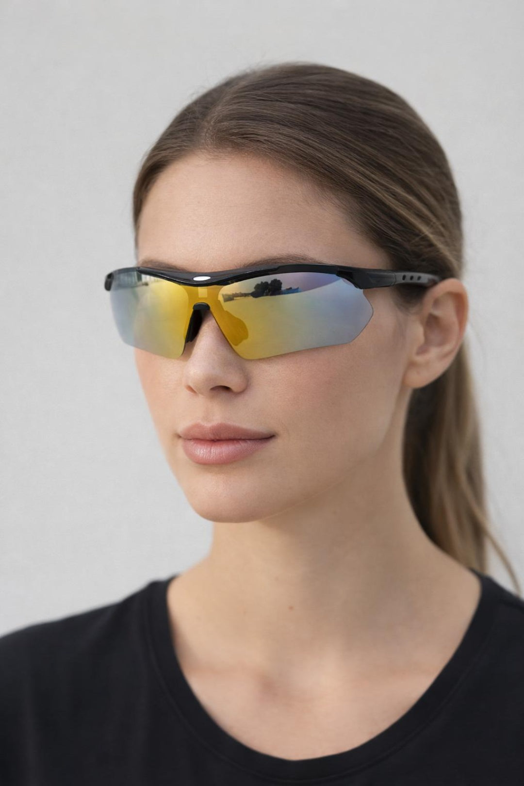 Multi Outdoor Sports Racer Sunglasses In Muted Multi With Case