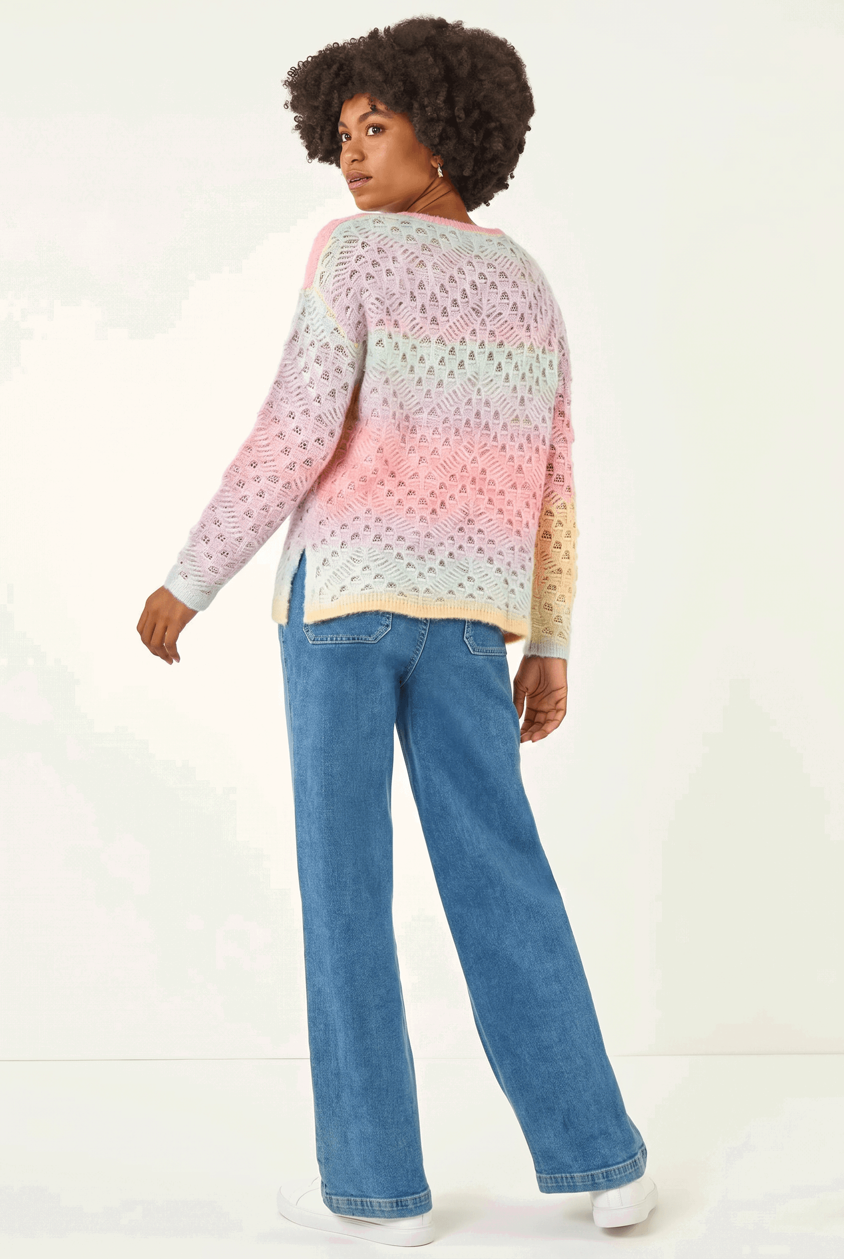 Multi Ombre Rainbow Knit Jumper, Image 5 of 5