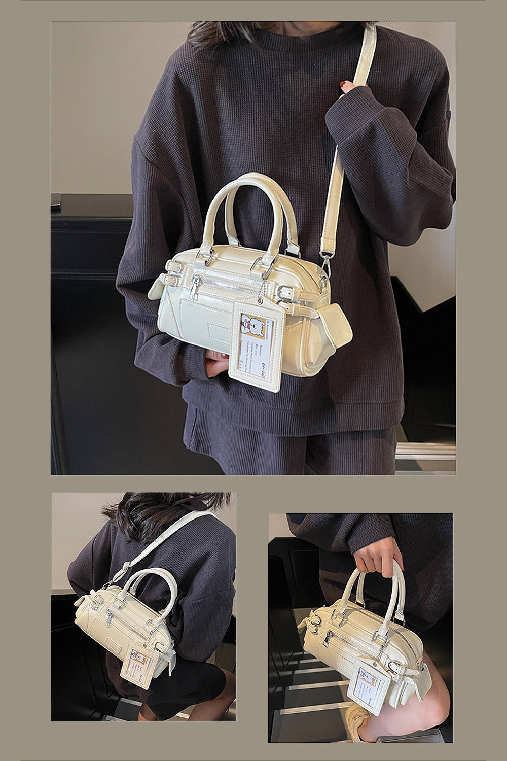 Pink 'Faye' Small Zip Crossbody Tote Bag With Handle