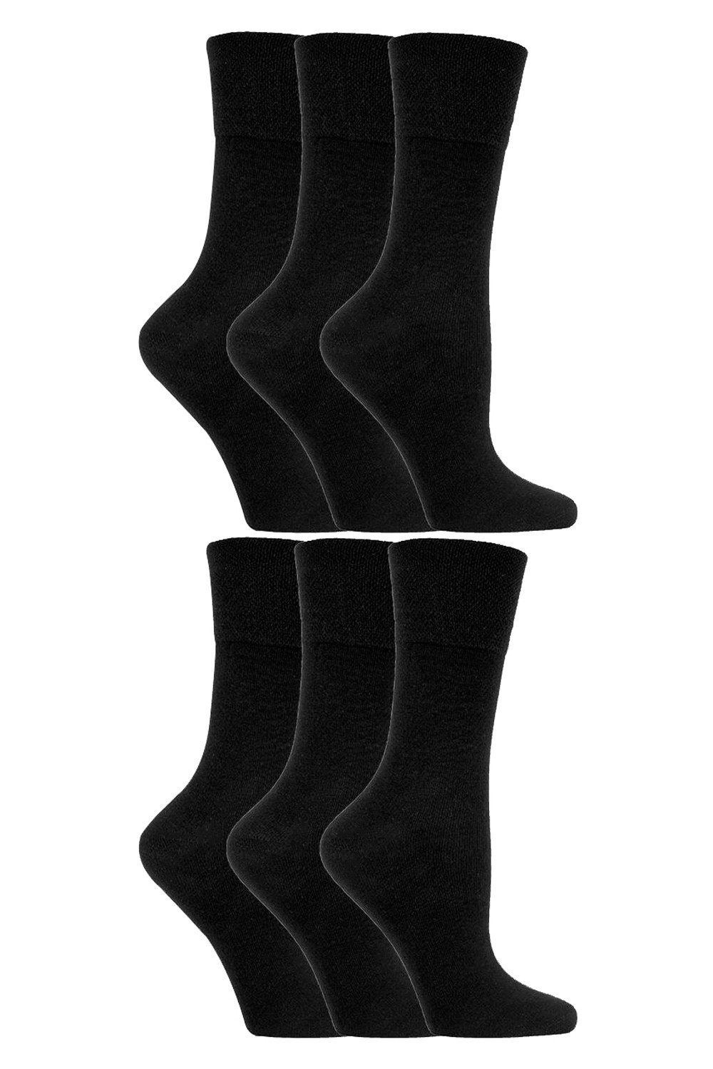 Black 6 Pack Non Elastic Diabetic Socks, Image 1 of 5