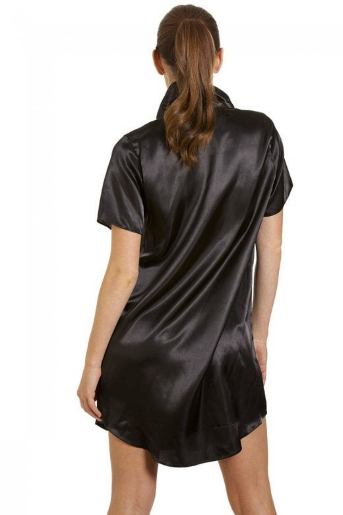 Black Camille Lingerie Black Satin Nightshirt, Image 3 of 4