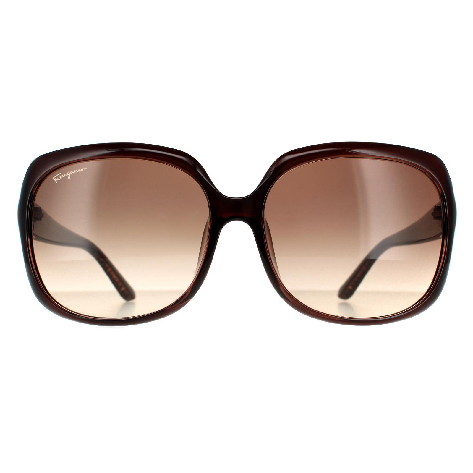 Brown Salvatore Ferragamo Brown Rectangle Brown Brown Gradient Sunglasses, Image 1 of 4