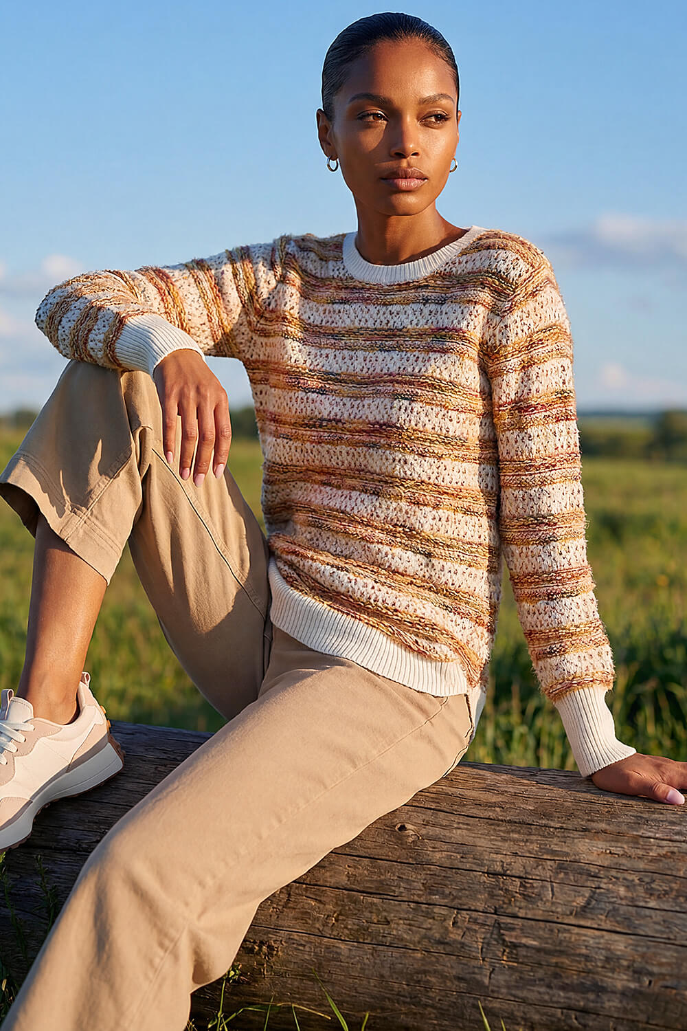 Copper Space Dye Stripe Knit Jumper, Image 3 of 4