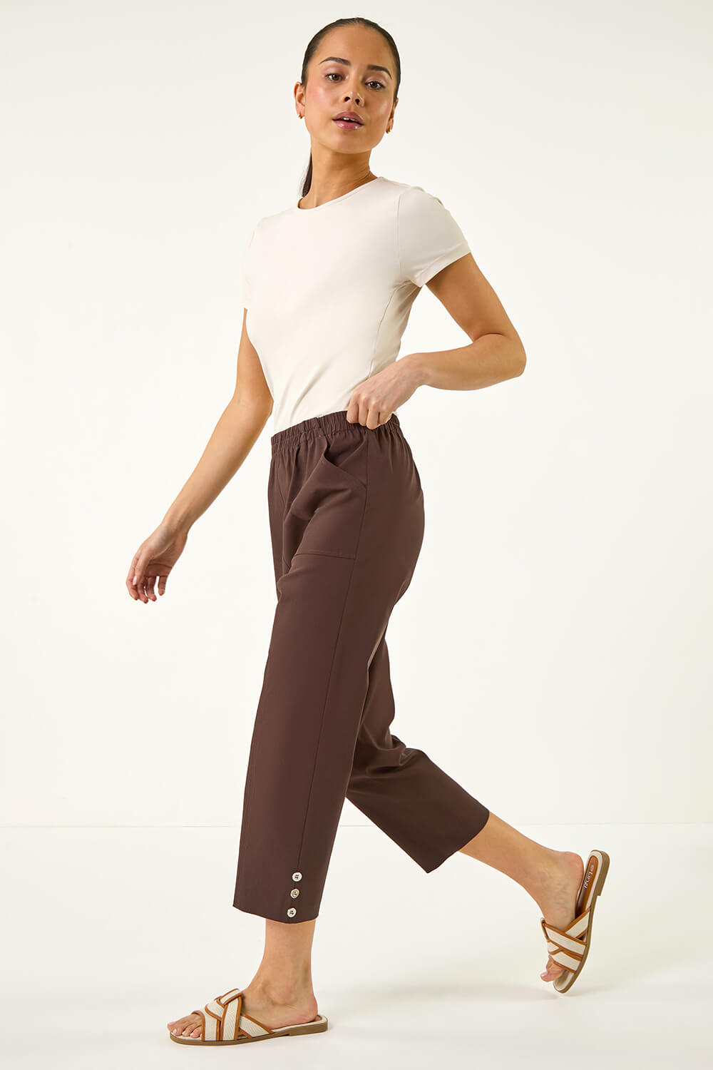 Chocolate Petite Bengaline Cropped Trouser, Image 1 of 5