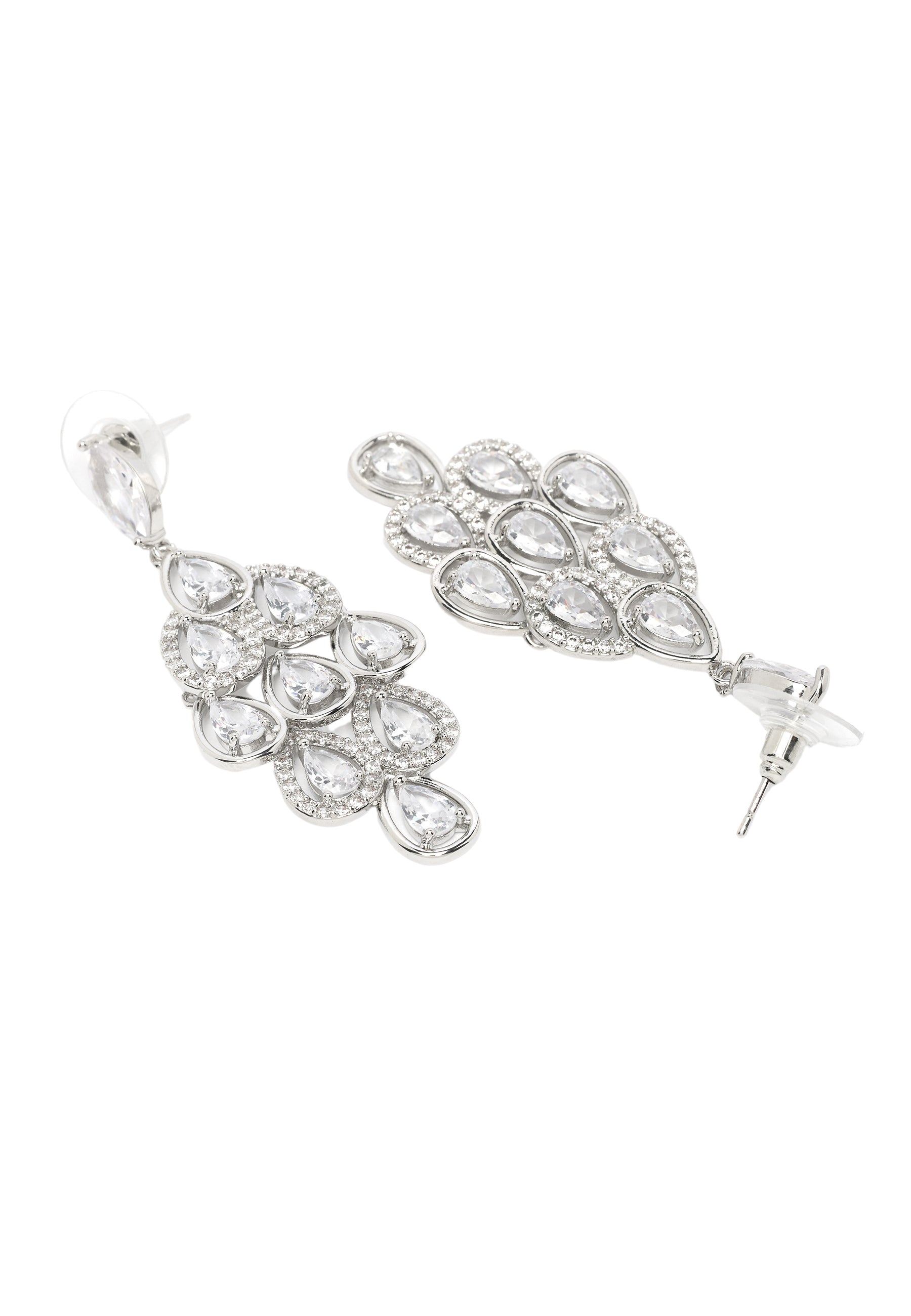 Silver Pearlescent Waterfall Necklace and Earrings Set, Image 5 of 7