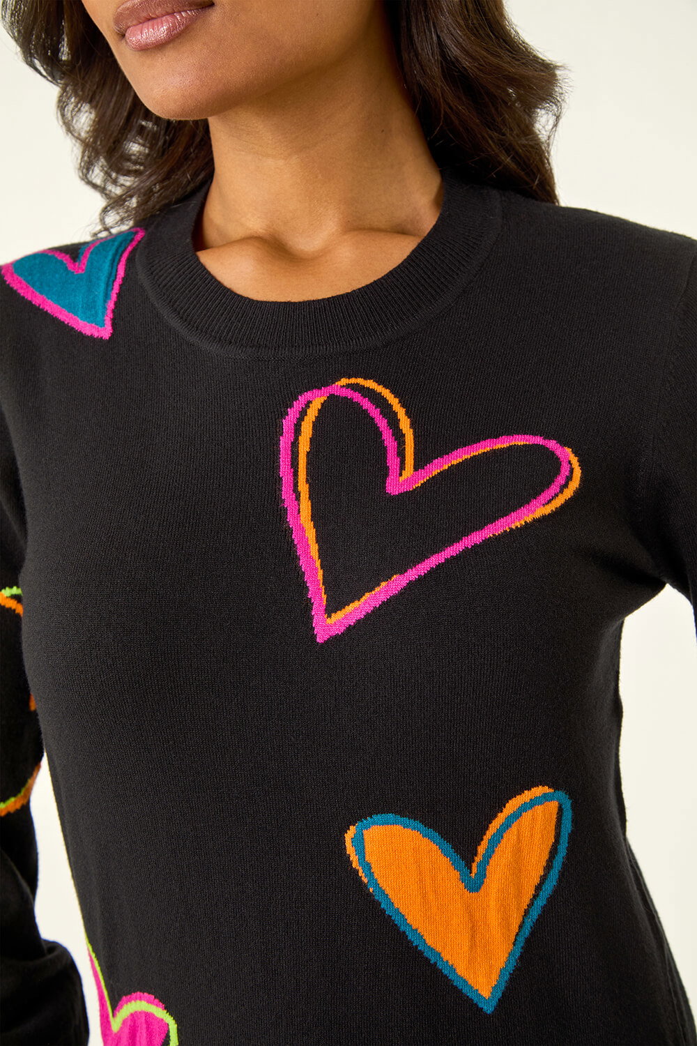Black Heart Print Knitted Jumper , Image 6 of 5