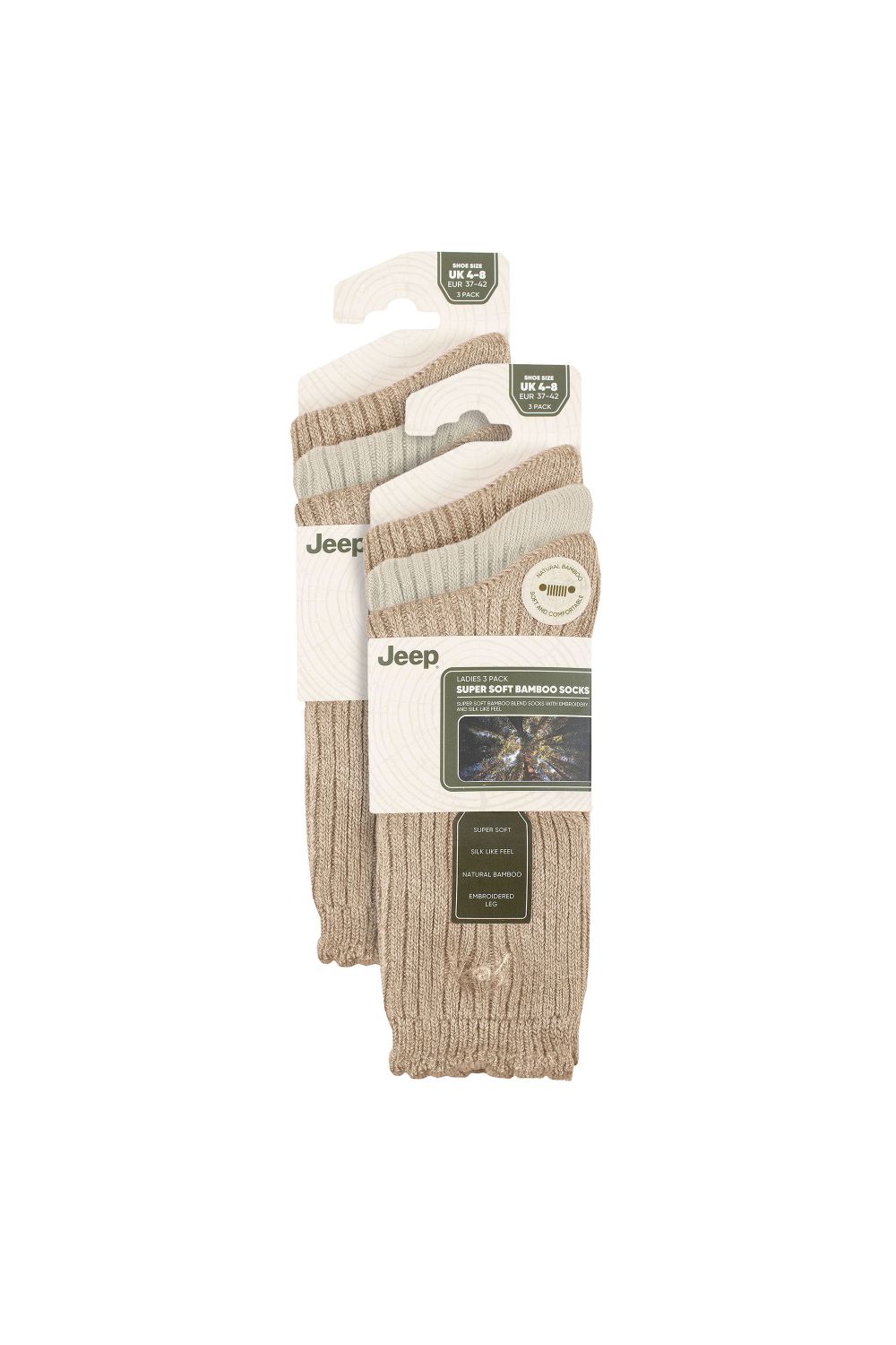 Cream 6 Pack Bamboo Boot Cute Scalloped Top Socks, Image 2 of 3
