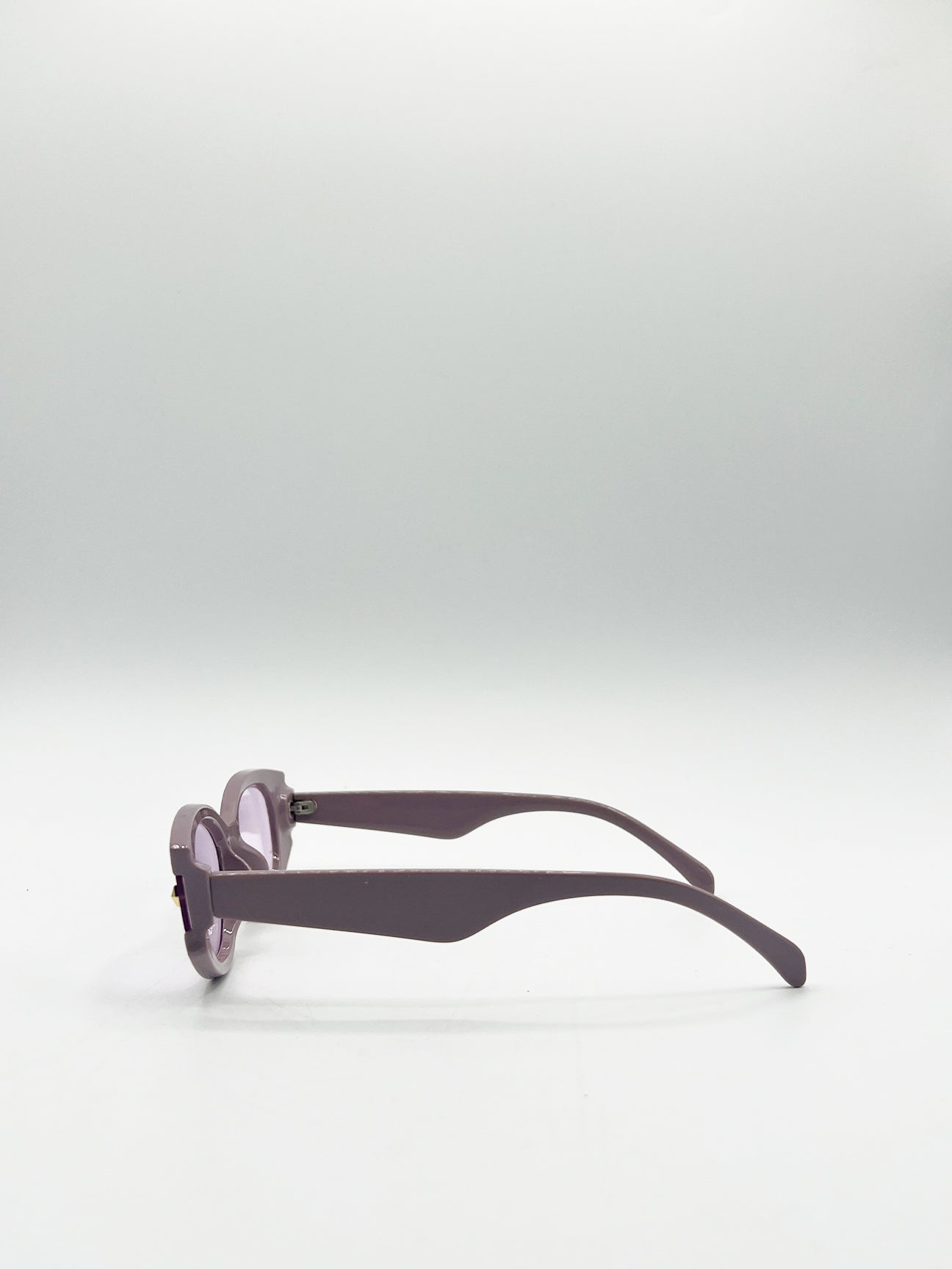 Purple Oval Rectangular Vintage Sunglasses in Purple, Image 3 of 6